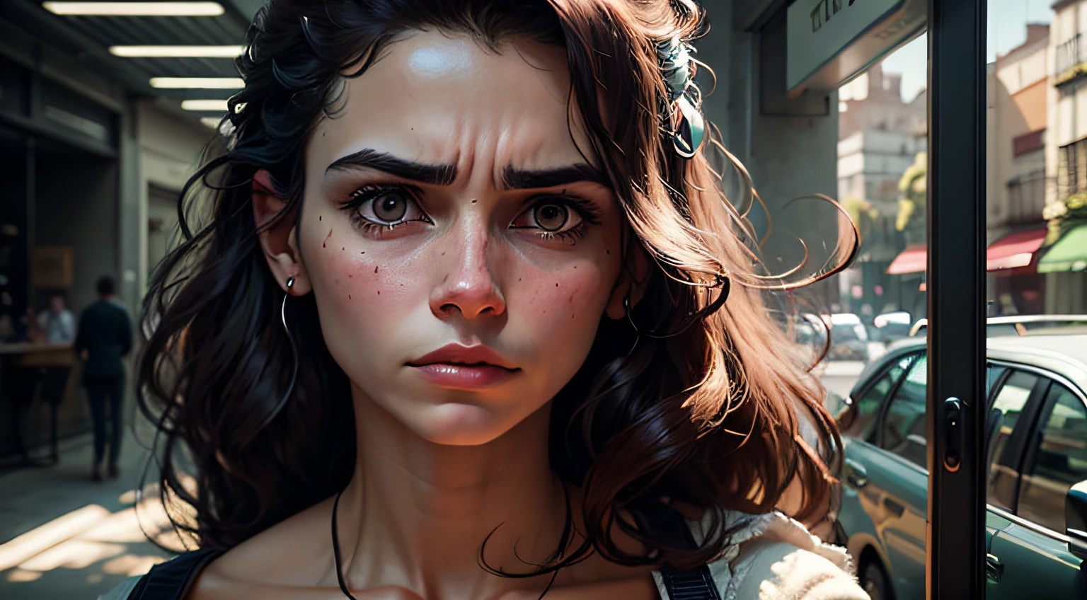 Retrato 8K ultrarrealista de uma mulher triste --auto