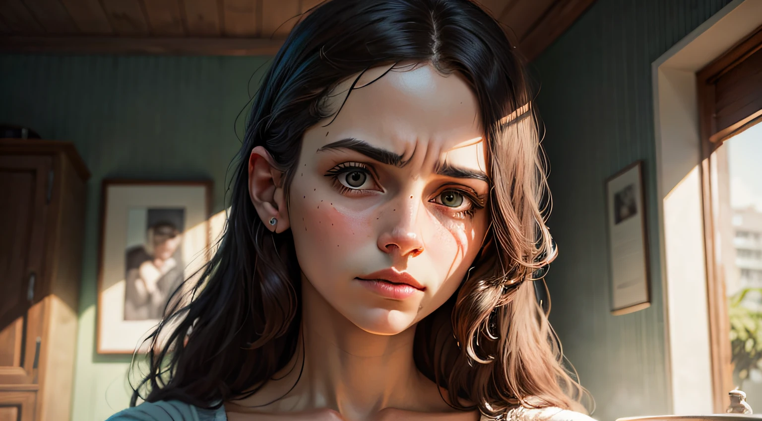 Retrato 8K ultrarrealista de uma mulher  triste --auto