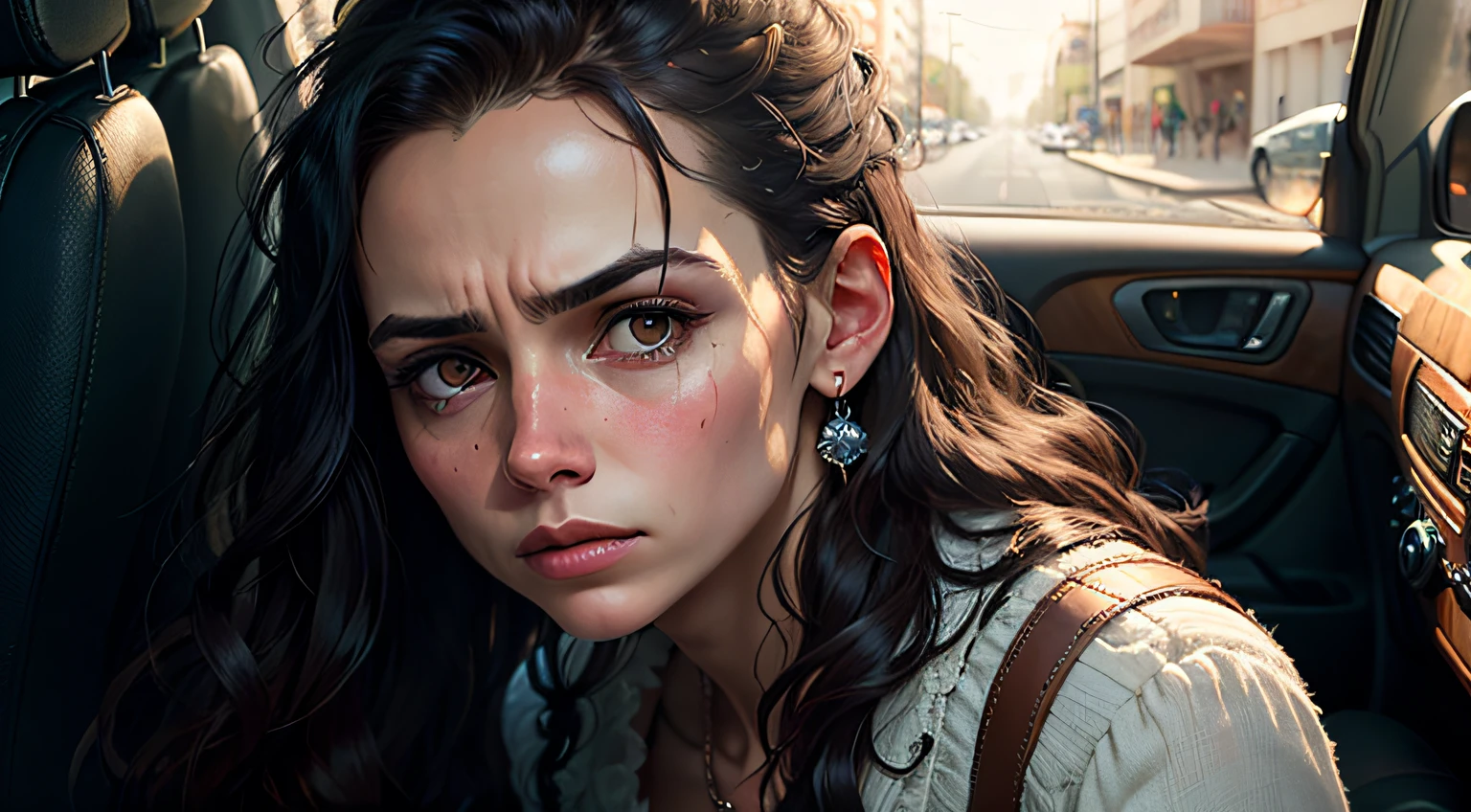 Retrato 8K ultrarrealista de uma mulher triste --auto