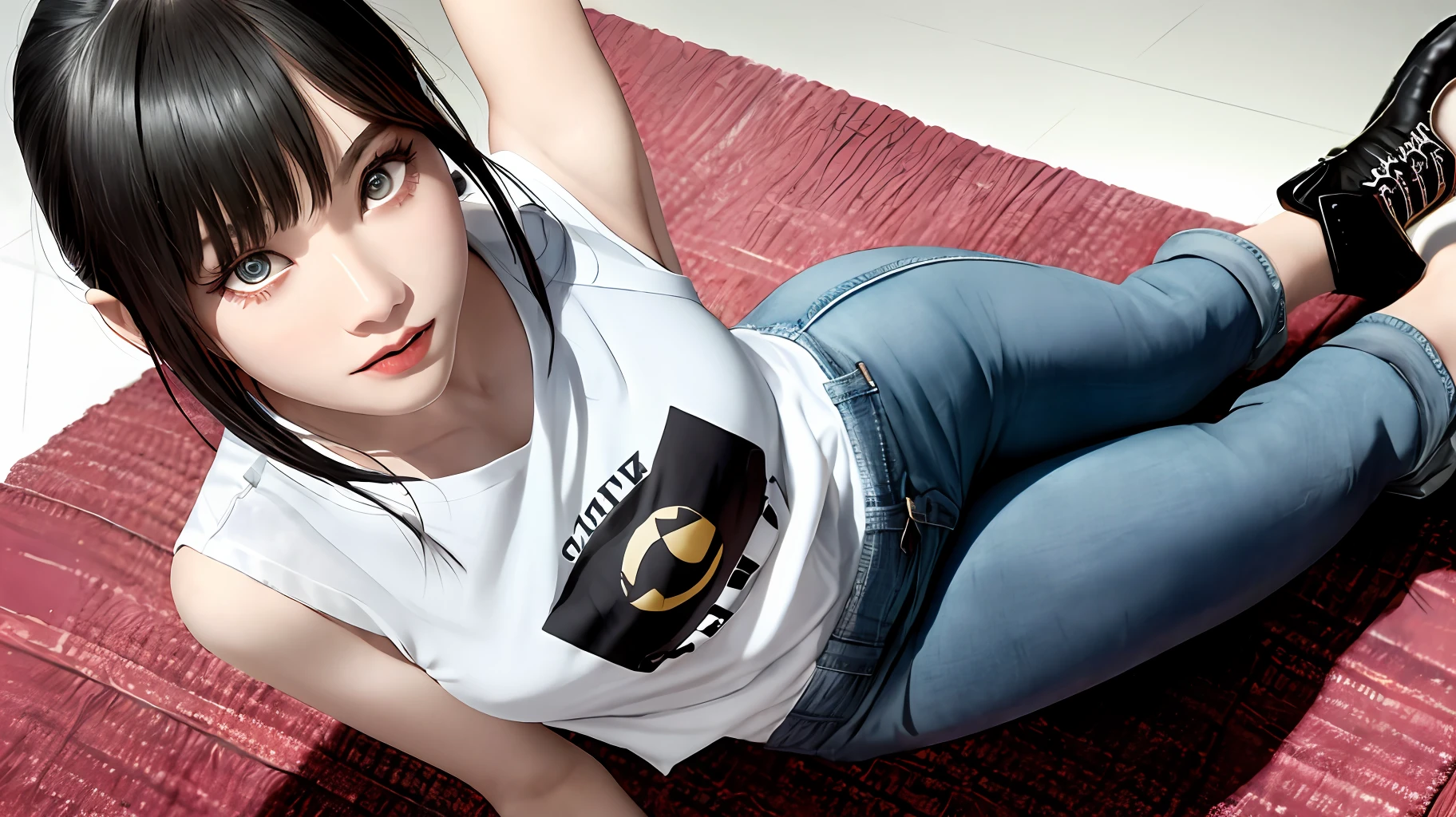 巨作、(photoreallistic:1.4)、最好质量、beautiful  lighting、(ulzzang-6500:0.5)、Makima \(chainsawman\)、(Bob hair)+(black har)+(bangss)、blue eyed、blue eyed、((Ring-shaped eyes))、RAW Photography、8k UHD、Film Grain
Young beautiful girl、ultra hyper-detailed、Official Art、Unity8k wallpapers、(Fashion magazine cover:1.3)、
break
Denim Mini Skirt、graphic tees、Combat boots
mandala
