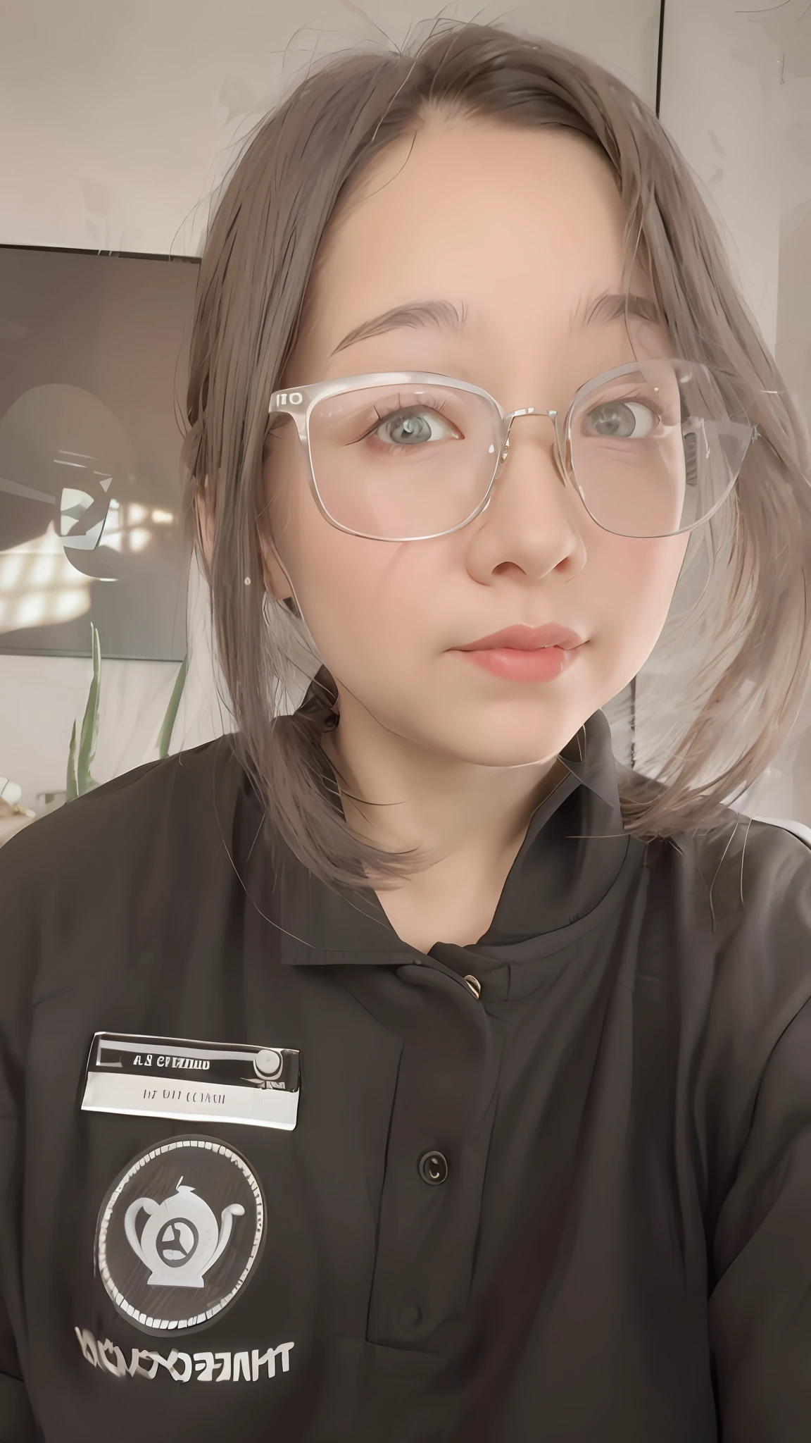 there is a woman wearing glasses and a black shirt, with glasses, wearing small round glasses, wearing thin large round glasses, professional profile picture, profile image, 🕹️ 😎 🚬, wearing black frame glasses, headshot profile picture, face with artgram, wearing square glasses, spectacled, !!wearing modern glasses!!, wearing round glasses, ulzzang