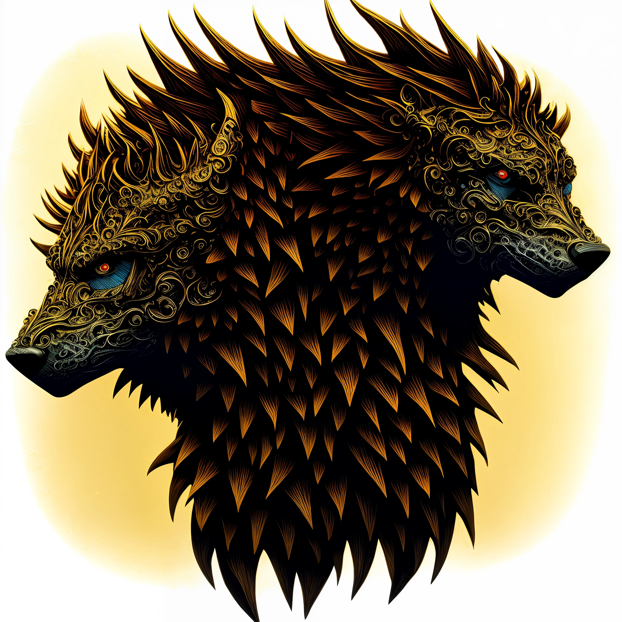 Filligre werewolf hyper realistic cyberpunk pointillism golden dragon master kings cross filigree robot gemstone jewelry rust black portrait pointillism filigree spiders zebras velvet underground station