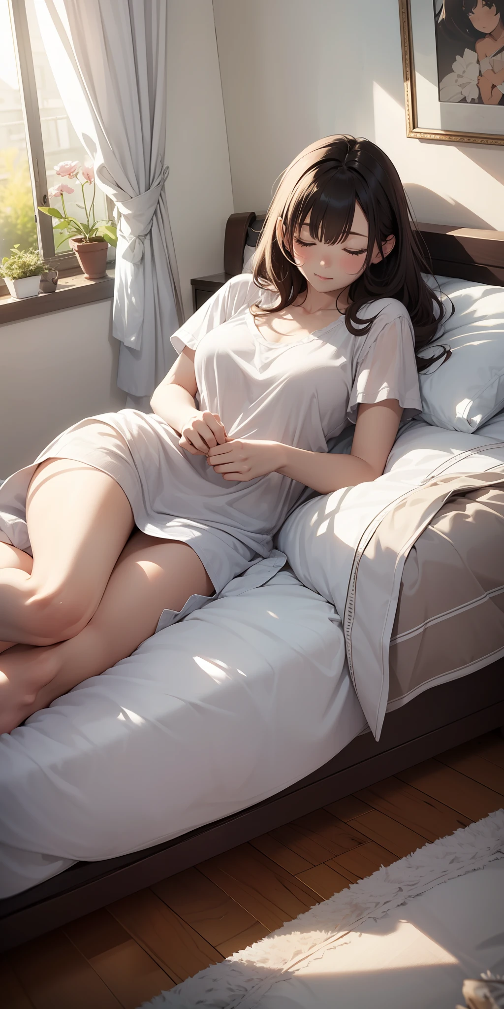 Beautiful woman sleeping in bed、Cute room