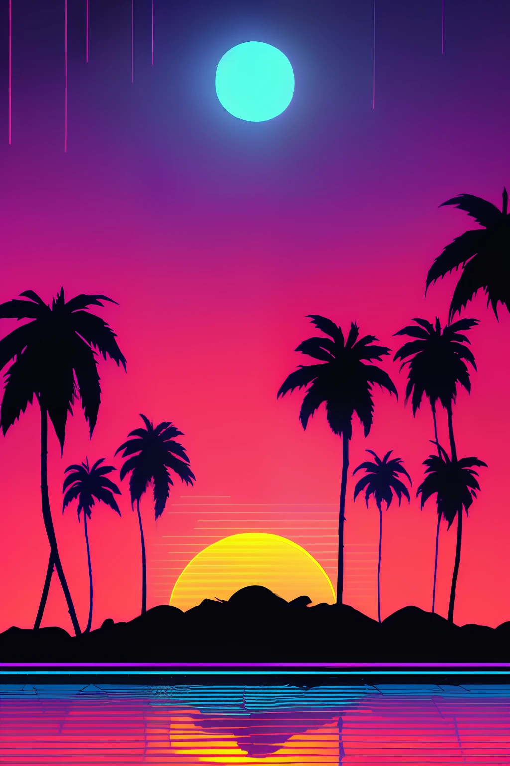 (nvinkpunk:1.2) (estilo snthwve:0.8) gato, anthro, lightwave, sun sunset, intrincado, altamente detalhado