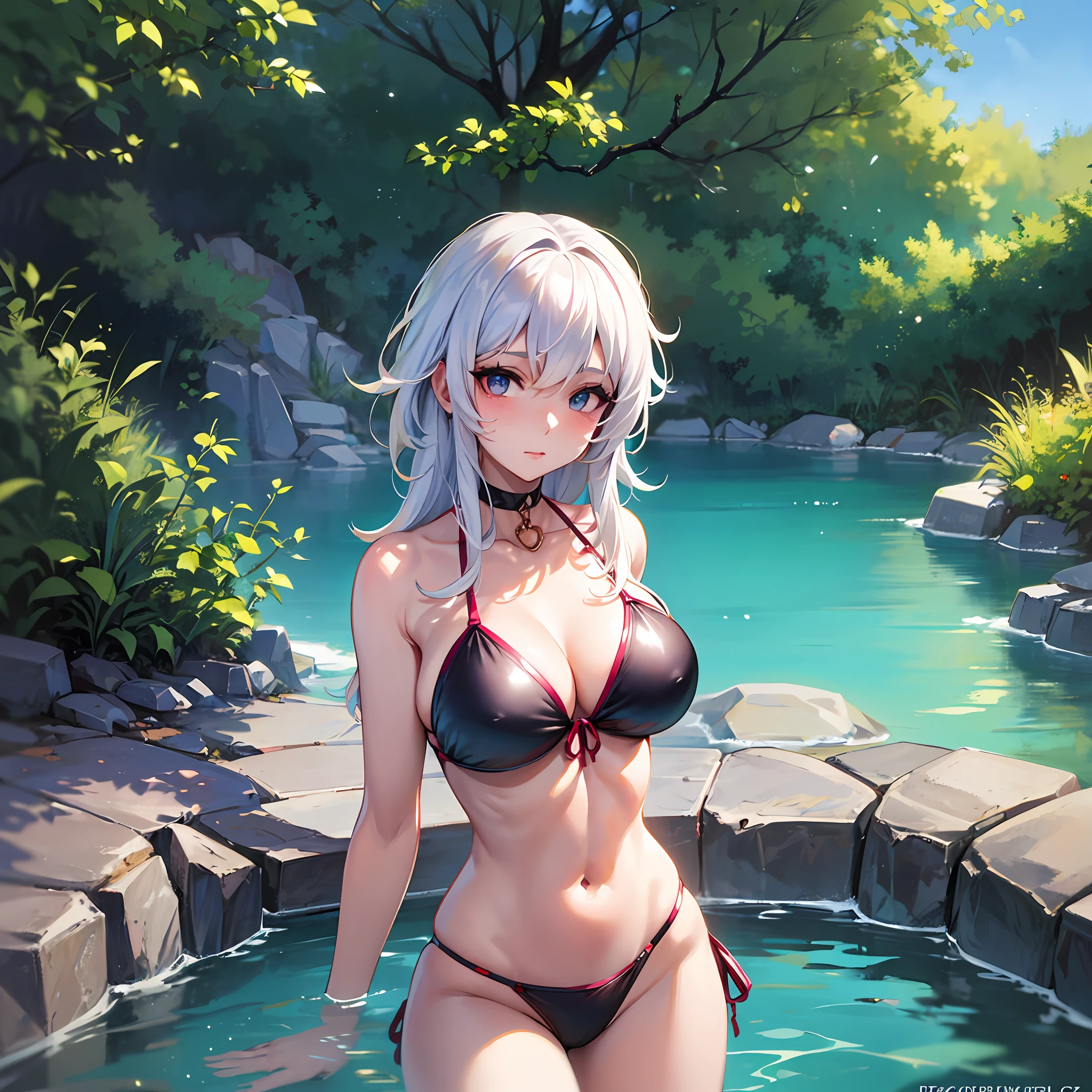 anime girl in a bikini posing in a pool, seductive anime girl, attractive anime girl, perfect white haired girl, guweiz, beautiful anime girl, pretty anime girl, anime girls, 4k anime wallpaper, anime girl, clean detailed anime art, anime style 4 k, detailed digital anime art, cute anime girl, anime best girl