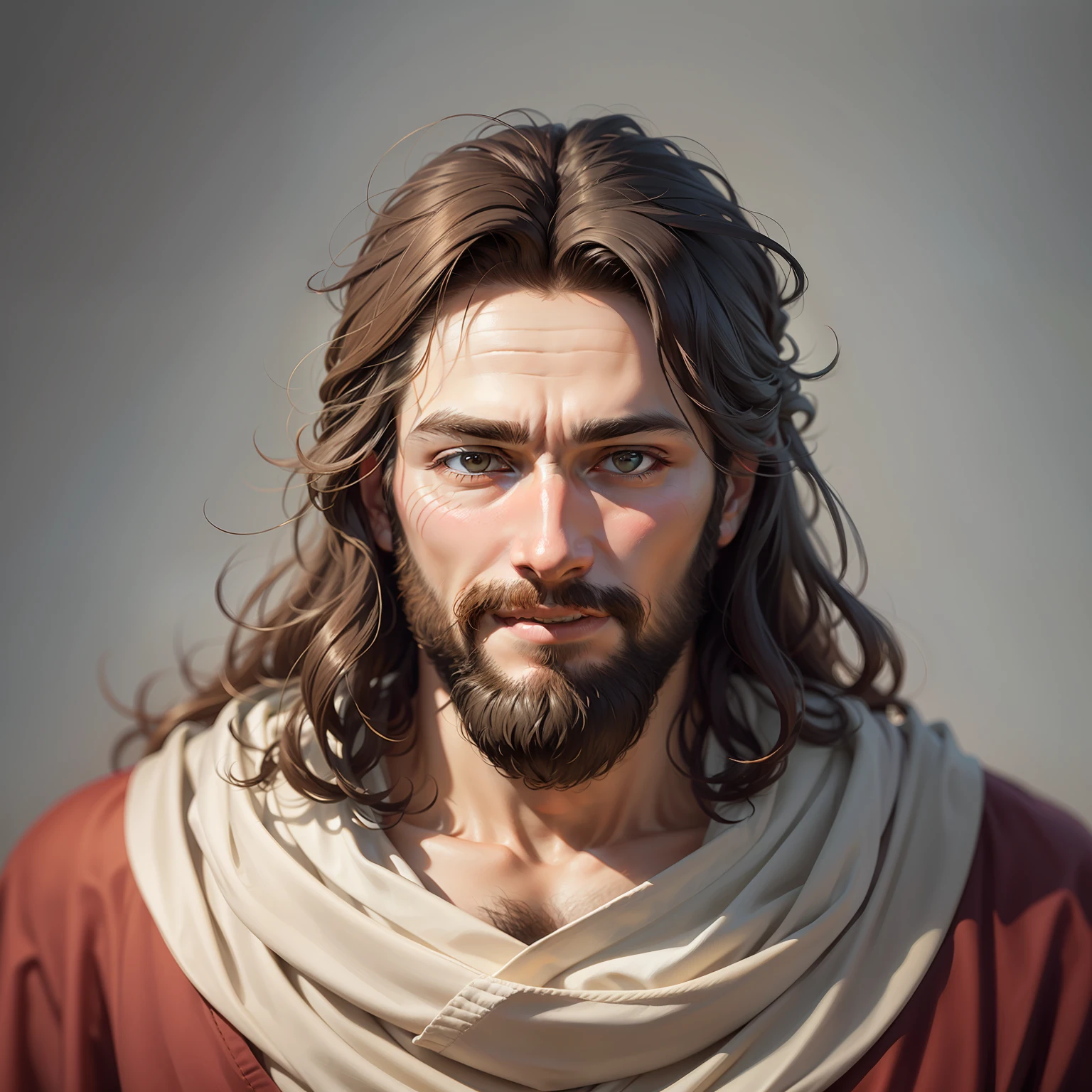 Man with beard and white shawl on his head, Jesus Christ, dressed as Jesus Christ, Jesus of Nazareth, face of Jesus, Greg Olsen, Jesus, Nicodemus, portrait of Jesus Christ, Lord and Savior, He is greeting you warmly. --auto