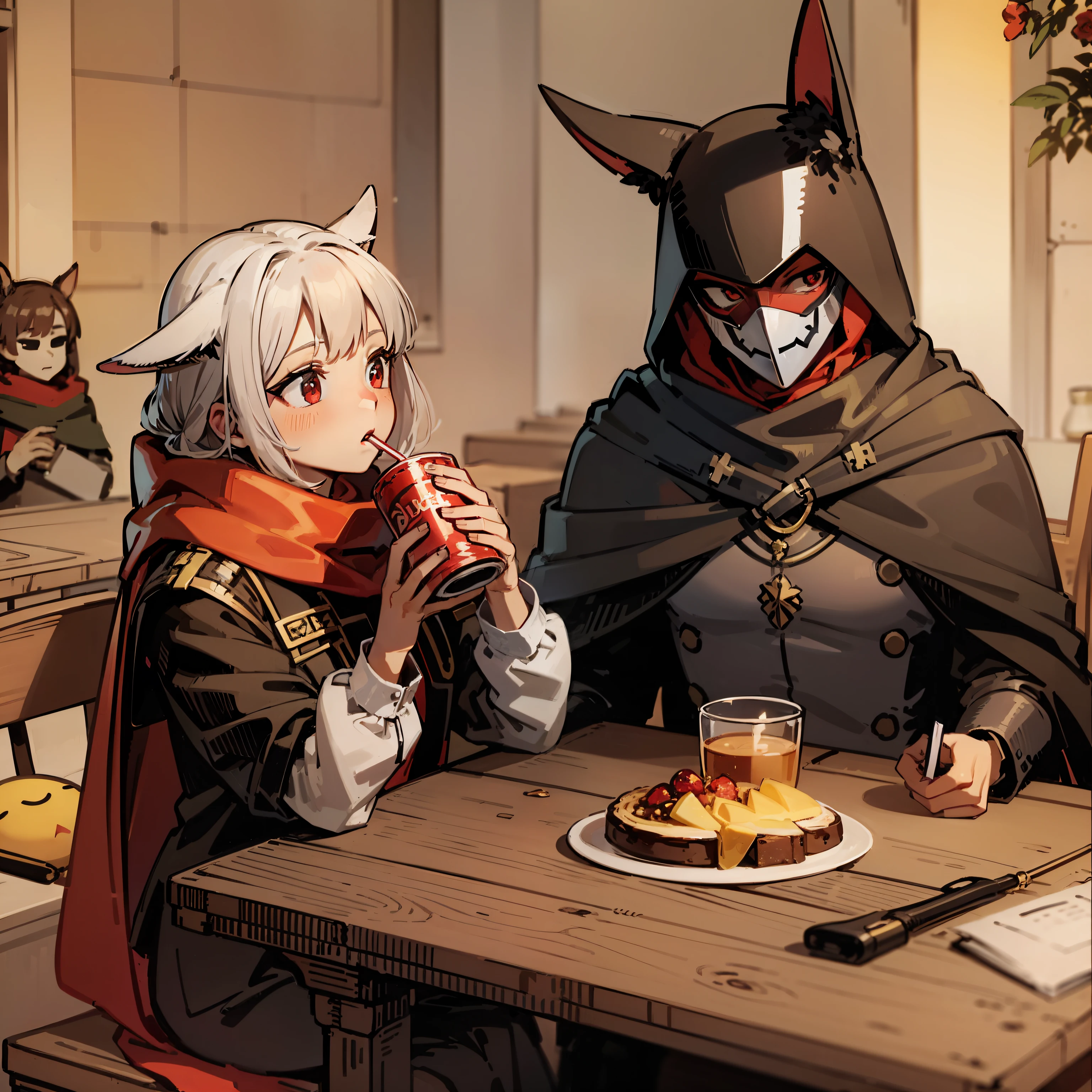 The mask's beak-like chin is designed to enable the wearer to talk, eat, and drink without having to remove it, thereby preserving the wearer's anonymity. The bauta was often accompanied by a red or black cape and a tricorn.
