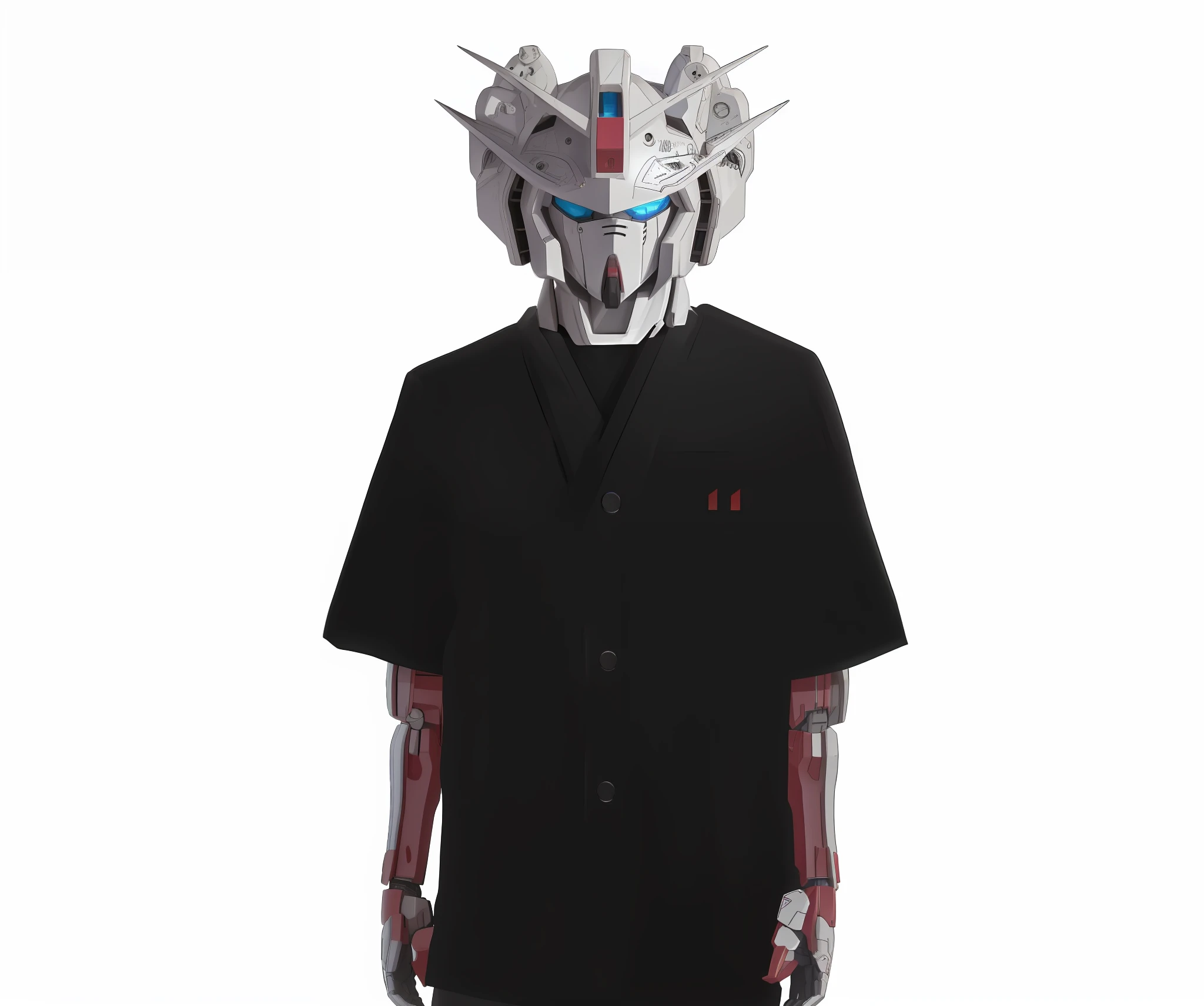 (ultra-detailed CG illustration), (extremely detailed), glossy white plastic, mechanical figure design, GUNDAM HEAD (robothead), aesthetically pleasing paneling, Japan-based robot, mechanic hands, smaller head