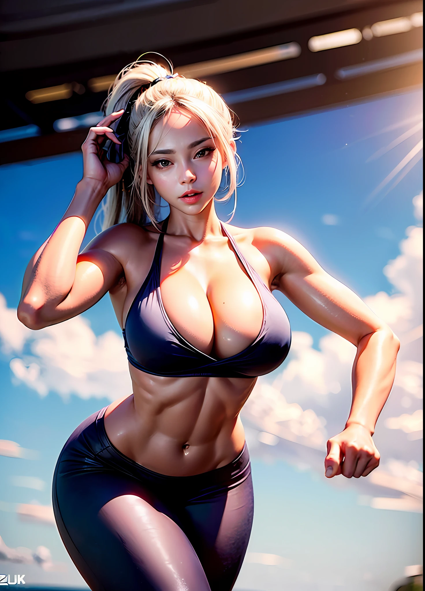 Mirko como um sexy Azur Lane waifu, azeitona holanda, seios grandes, curvy and super thick, ABS Six Pack, covered in body oil, Pose sexy sozinha na academia, leggings apertadas expondo seu dedo de camelo, using micro bikini, sexy breast indentation, Despertou, SFW, uma menina, somente, Corpo Perfeito, rosto perfeito, perfect hands, perfect fingers, Perfect lips, olhos perfeitos, fundo perfeito, vibe perfeita, fotografia de qualidade profissional, highest resolution, 8k, ray tracing, Volumetric lighting, octan render, ultra detalhado azur lane waifu