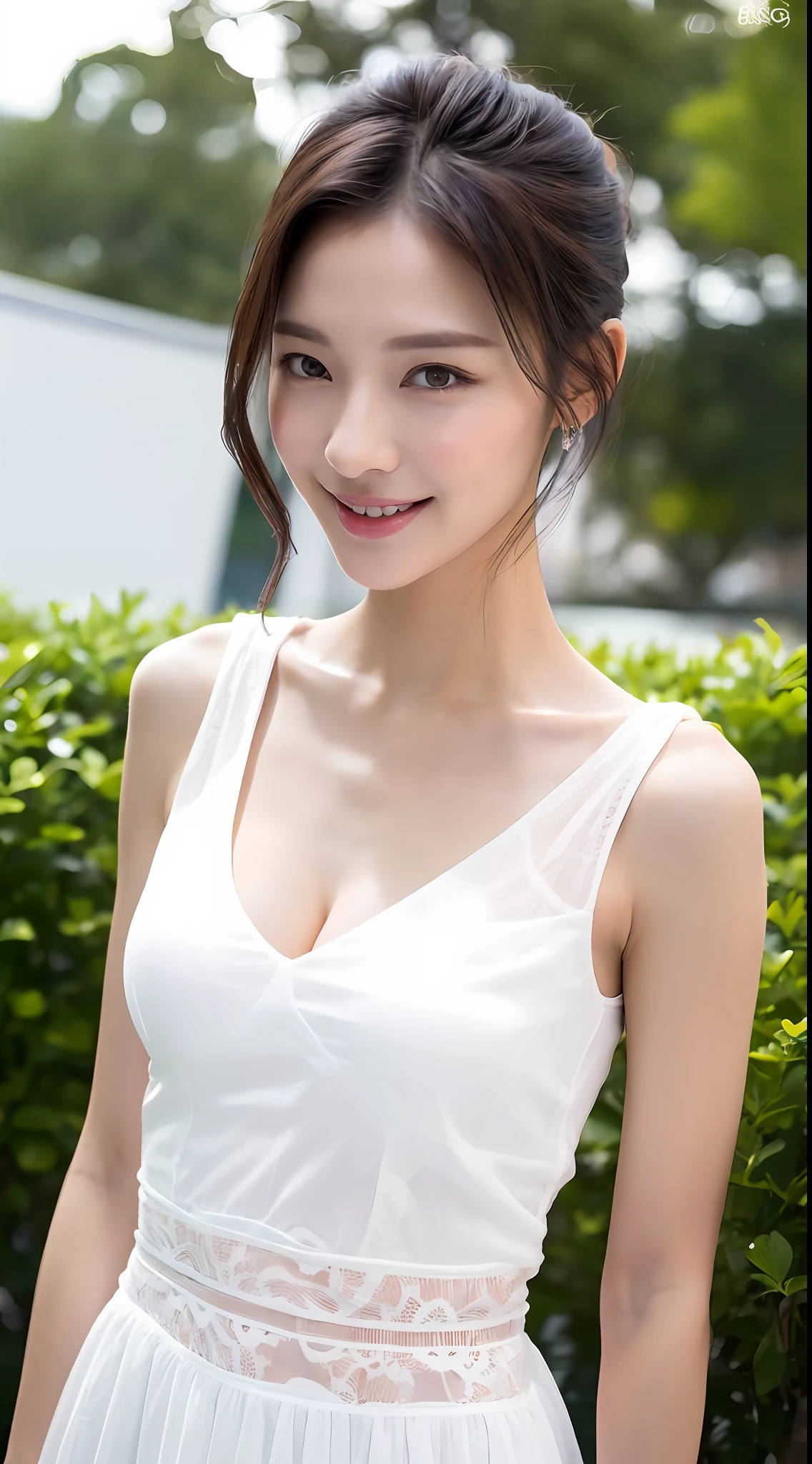((Best Quality, 8K, Masterpiece: 1.3)), 1girl, Slim Abs Beauty: 1.3, (Casual hairstyle, No leakage of big breasts: 1.2), (Dress: 1.4), Super fine face, Delicate eyes, Double eyelids, smile, homely
