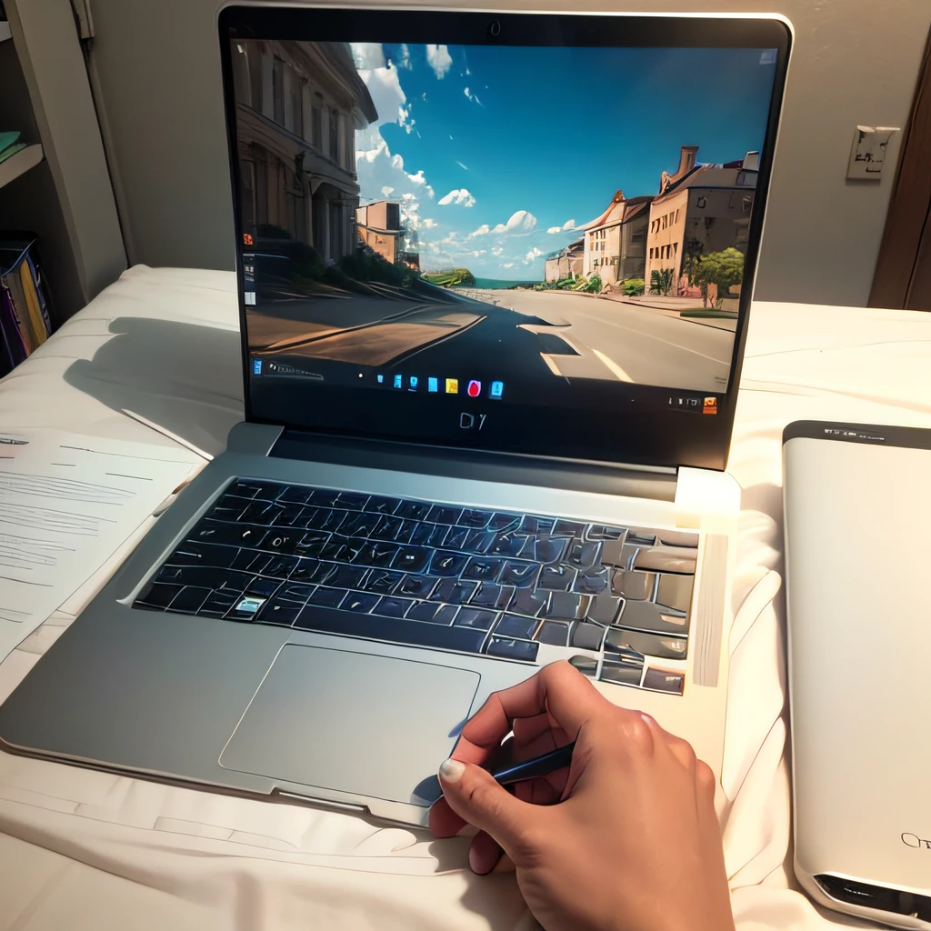 1.5) A laptop with an elegant design and sleek contours, metallic finish, sleek backlit keyboard, ultra-HD display, and stunning color accuracy. --auto