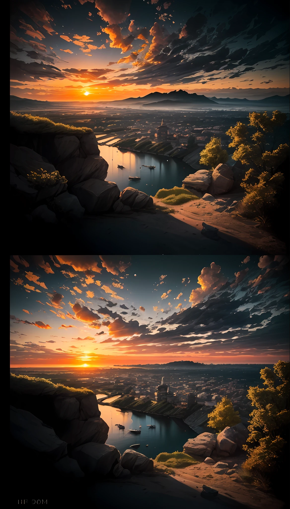 highres, imagination, (realistic), clear skies, composition, sunset, (hdr:1.5), outdoors, intricate details,