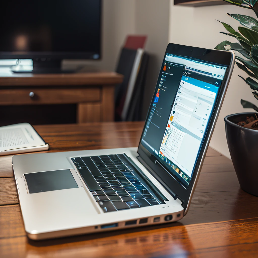 1.5) A laptop with an elegant design and sleek contours, metallic finish, sleek backlit keyboard, ultra-HD display, and stunning color accuracy. --auto