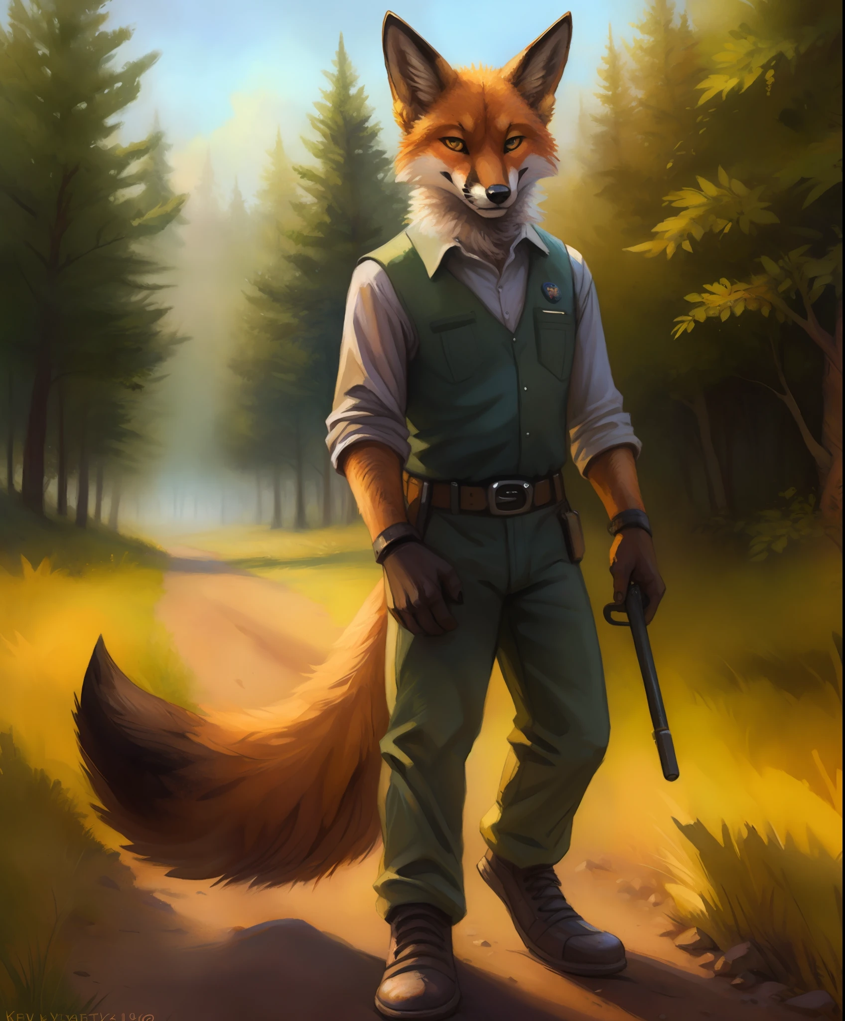 By mystery dog, kenket, rukis, Fox robot , anthropomorphic, in the style of Kevin final spase wiki.