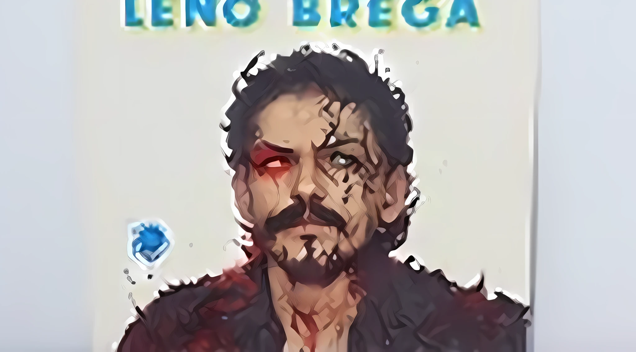 um close up de um cartaz com um homem com bigode, @ Cronobreak no Twitter. com, Nekro Borja, drew struzan tomasz alen kopera, jeremy enecio, Arauto Ortega, Condutor de Ene, por Elena Teacher, neo brutralismo, Directed by: Alejandro Obregon, Ikenobo, Mesmo, fan art --auto