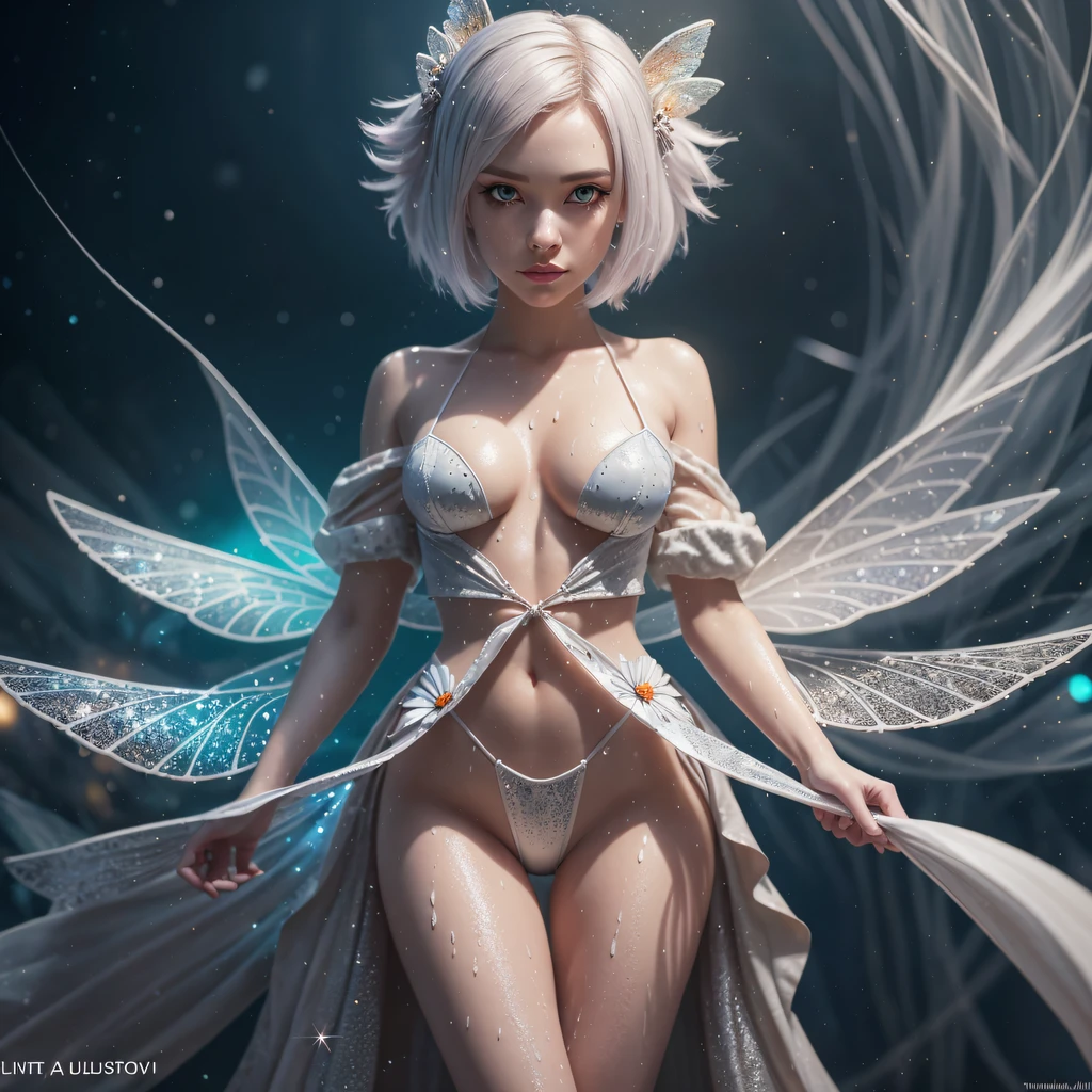 intense white light background, sparks way above head, a full length distant shot, (hyper ultra mega short chibi height adult person), a joyful pale Spunky Zesty Sprightly Caucasian women, fractal illustrated details, luminism, global ilumination, mischievous, hyperdetailed, onmyoji, cloths massively soaked in a sparking fairy dust and diamonds, art by Ilya Kuvshinov, full length body shot, bioluminescence, ultra pale skin, warm colors, intricate details, volumetric, DOF, a glaring eyes, a very intricate pupils, octane render, a ruby glaring lips makeup, detailed face, luminism, art Agnes Cecile , art by Muxxi, art by Albert Bierstadt, art by Takashi Murakami, ultra bright lighting setting, intense white glow, intense white bloom, intense white light background