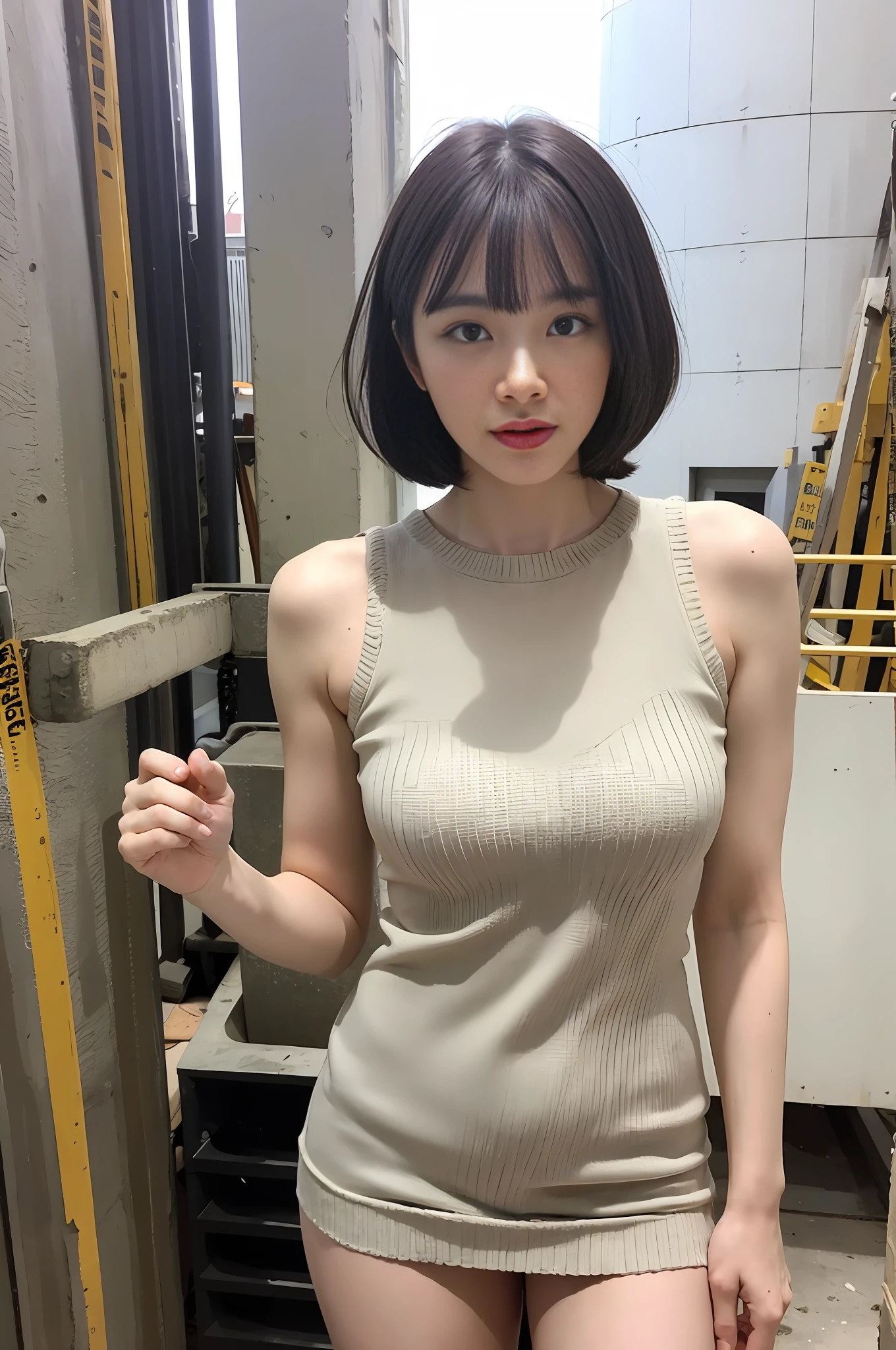 ((8K:1.27)、最好质量、巨作、ultra-high-resolution:1.2)Photo Beautiful Japan woman(pleasing:1.1) (bra very:1.21) Design by Gregg Lutkowski and Alphonse Mucha Intricate Elegance、Fantasia、pubic detail、Geometry、Gradient lighting、1girl in、Delicate skin、looking at the viewers、Brown-eyed、(short hair with bangs:1.2)、(breasts are large:1.0)、(medium areola:0.8)、(realisitic:1.4)、(最好质量:1.0)、(ultra-high-resolution:1.0)、8K、Raw photography、(巨作:0.2)、(pureerosface_v1:0.5)、 bra very、pantiy、construction site、be shy、Outdoor exposure、Twist the skirt yourself、Show panties、Futomo、Off-limits、Building construction site、