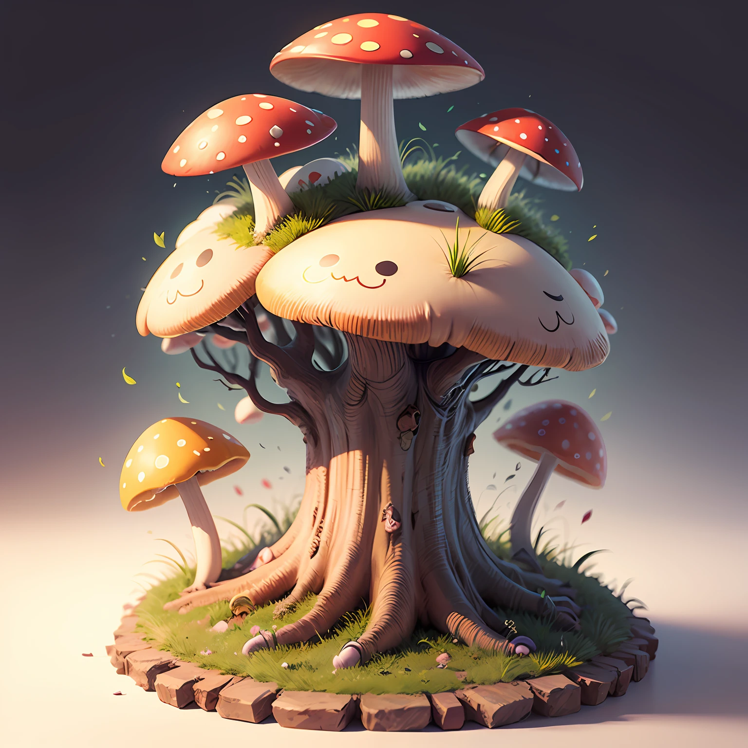 Magical. Mystical. colorful. Cute Mushroom. Clipart. white background. high detailing. clean. --auto