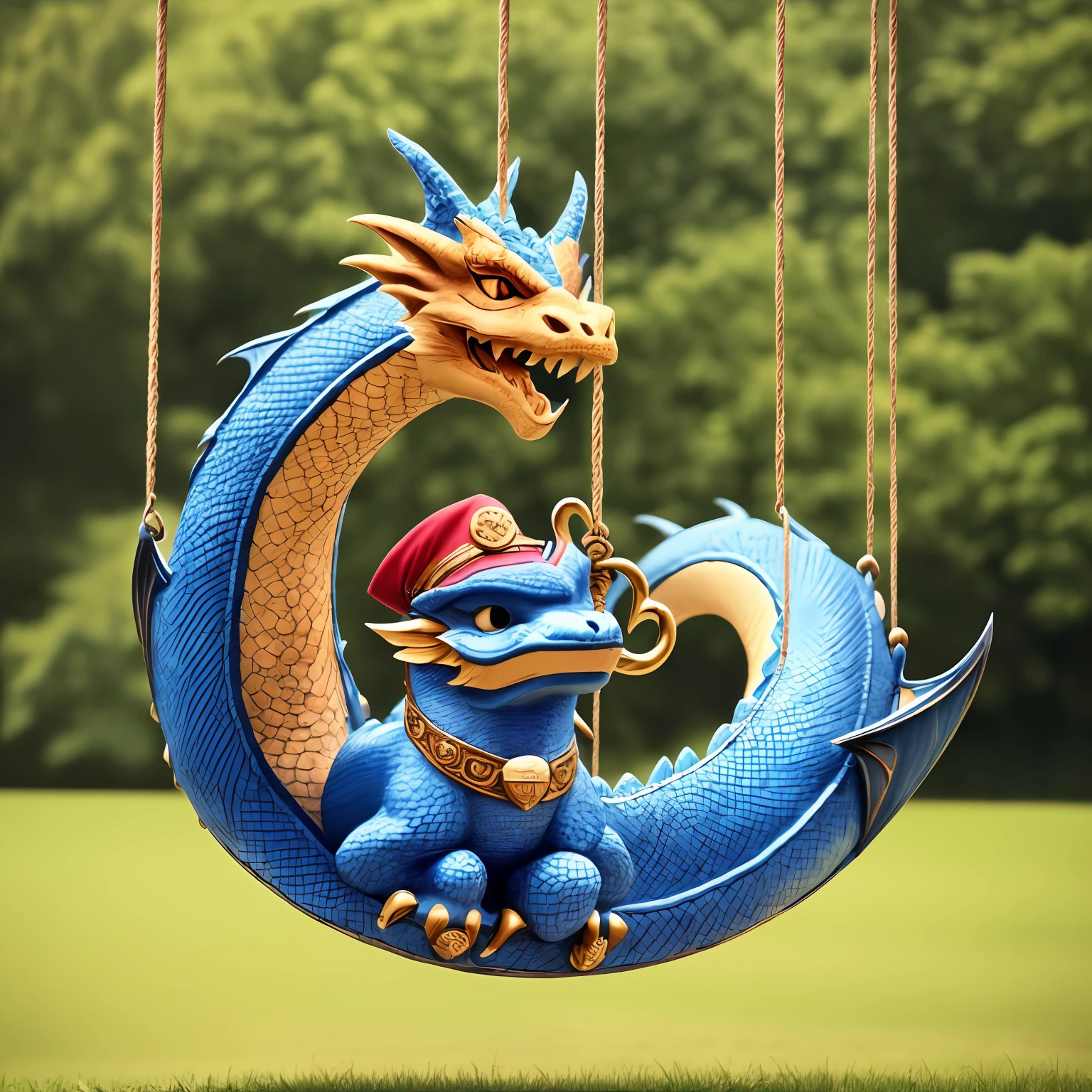 His handle is Dragon.Blue　Cute　illutst　２dimension　Nickname is DB1852 １nautical mile　Sitting on a swing　The face is calm　gently --auto