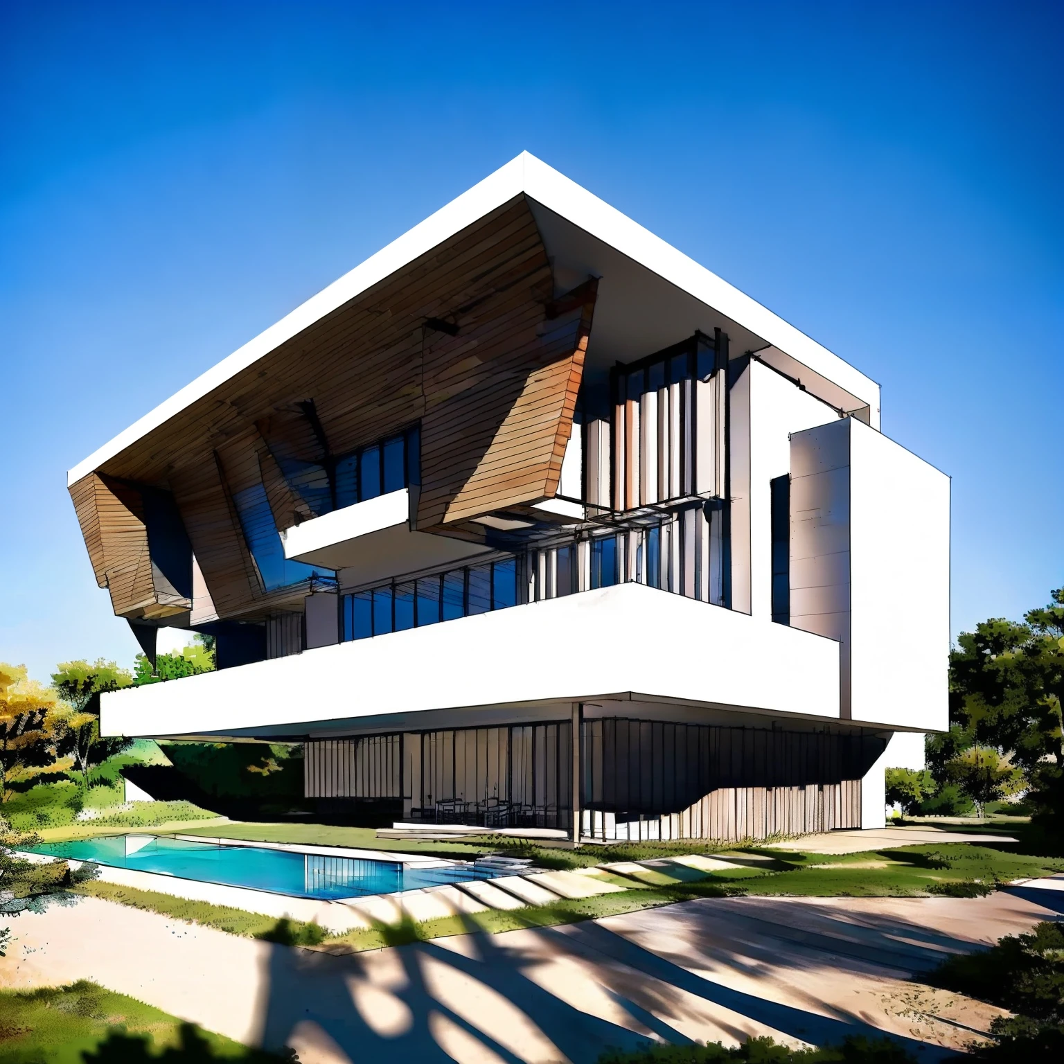casa minimalista en la playa en concreto armado