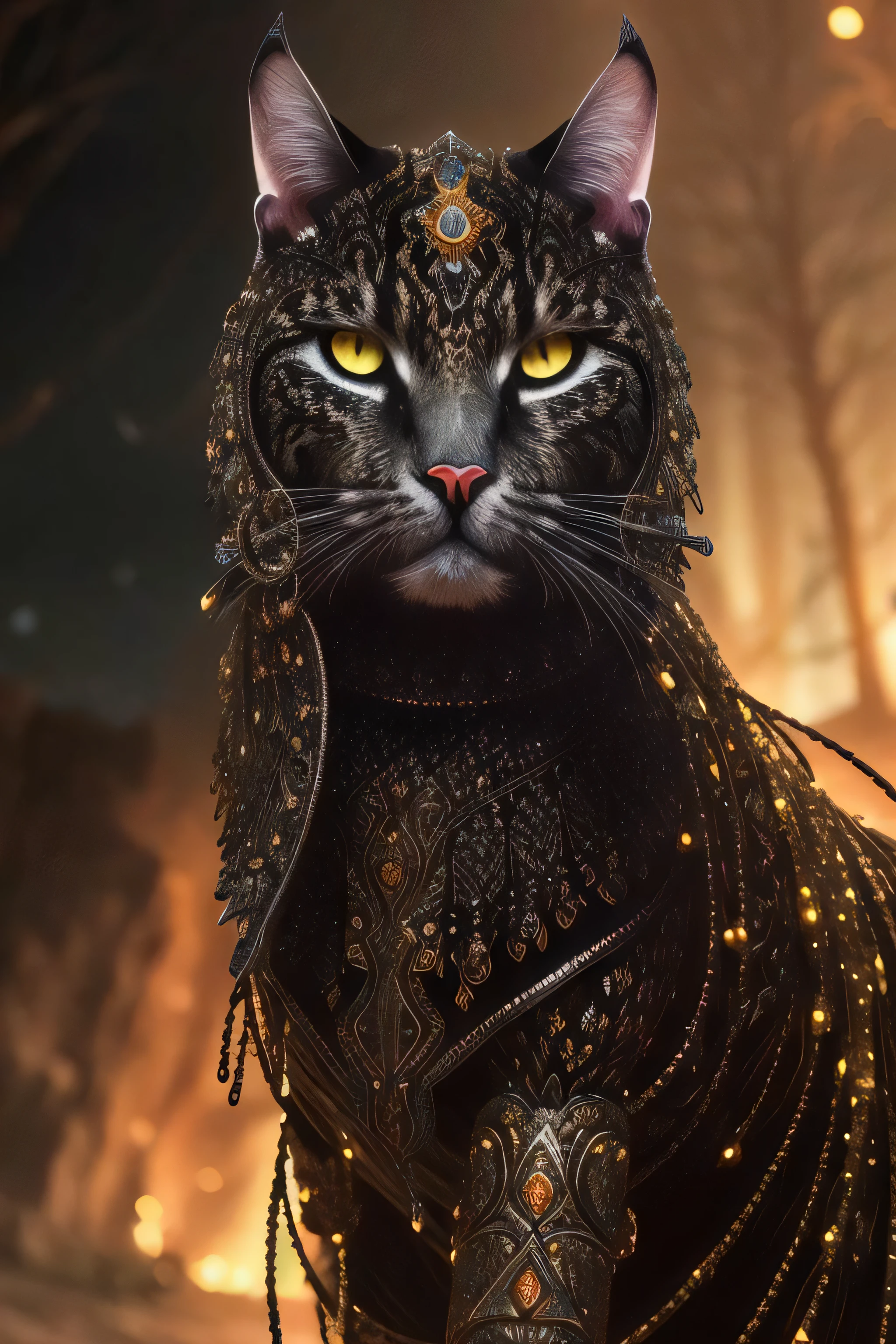 (black + light:1.3) and ginger warrior [cat|woman]