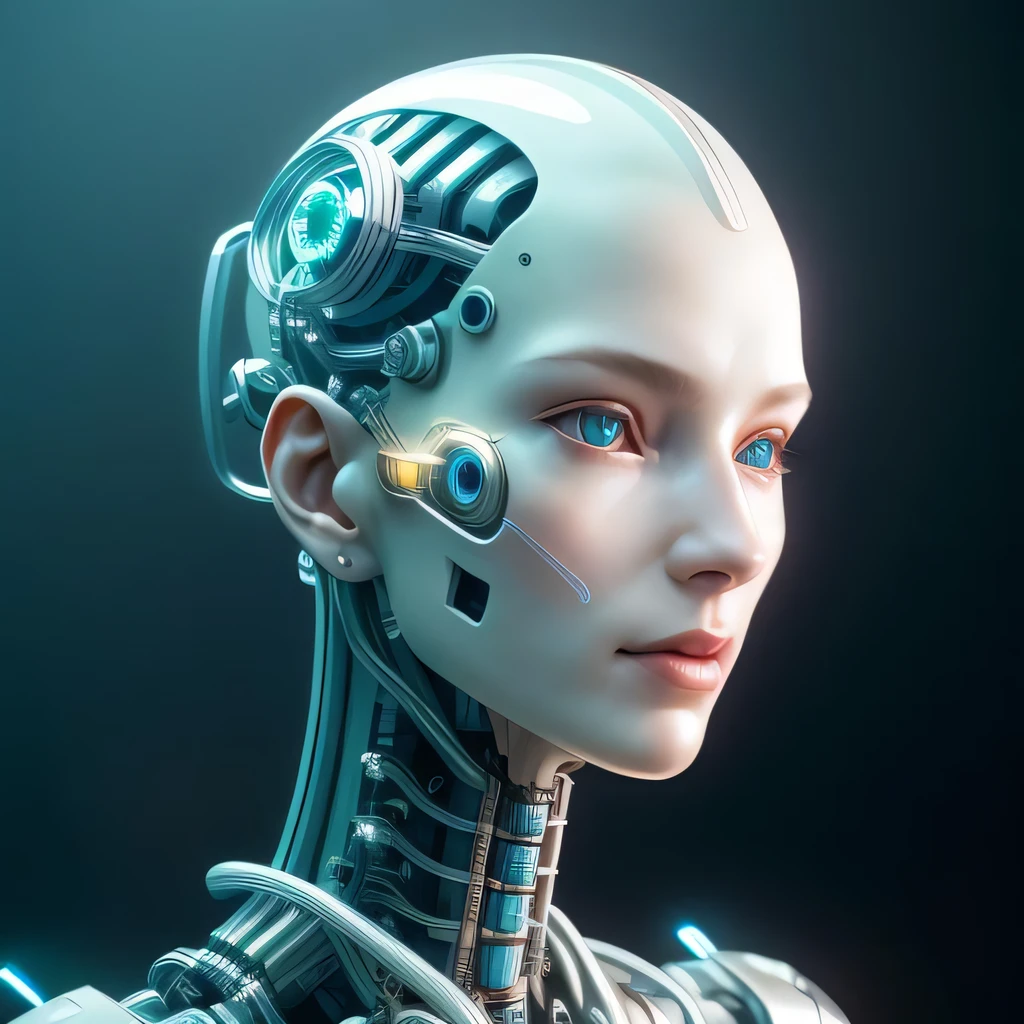 complex 3d render ultra detailed of a beautiful porcelain profile woman android face, cyborg, robotic parts, 150 mm, beautiful studio soft light, rim light, vibrant details, luxurious cyberpunk, lace, hyperrealistic, anatomical, facial muscles, cable electric wires, microchip, elegant, beautiful background, octane render, H. R. Giger style, 8k, best quality, masterpiece, illustration, an extremely delicate and beautiful, extremely detailed ,CG ,unity ,wallpaper, (realistic, photo-realistic:1.37),Amazing, finely detail, masterpiece,best quality,official art, extremely detailed CG unity 8k wallpaper, absurdres, incredibly absurdres, robot, silver halmet, full body, sitting