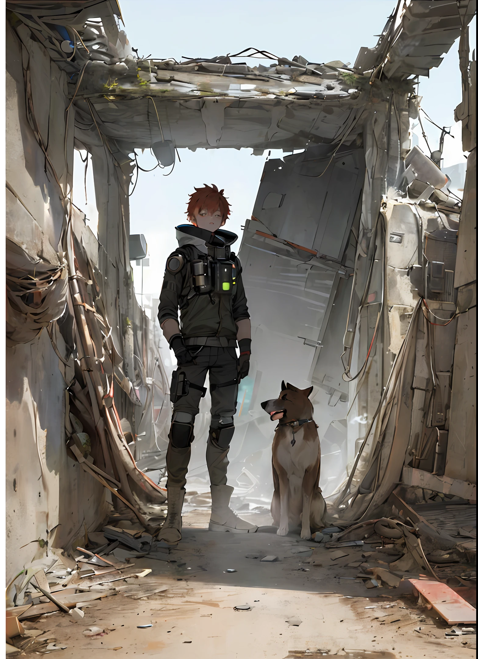 Sci-fi image with a dog as the main character