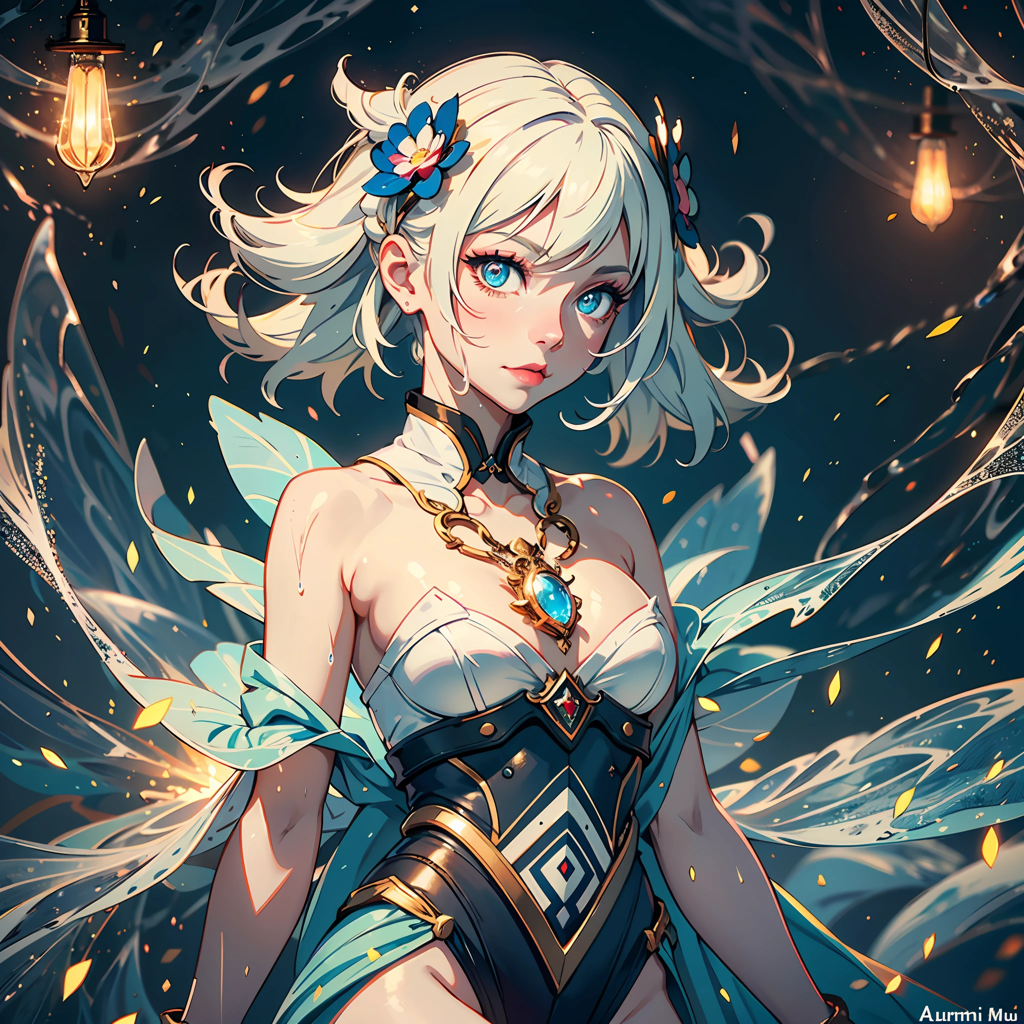 intense white light background, sparks way above head, a full length distant shot, (hyper ultra mega short chibi height adult person), a joyful pale Spunky Zesty Sprightly Caucasian women, fractal illustrated details, luminism, global ilumination, mischievous, hyperdetailed, onmyoji, cloths massively soaked in a sparking fairy dust and diamonds, art by Ilya Kuvshinov, full length body shot, bioluminescence, ultra pale skin, warm colors, intricate details, volumetric, DOF, a glaring eyes, a very intricate pupils, octane render, a ruby glaring lips makeup, detailed face, luminism, art Agnes Cecile , art by Muxxi, art by Albert Bierstadt, art by Takashi Murakami, ultra bright lighting setting, intense white glow, intense white bloom, intense white light background
