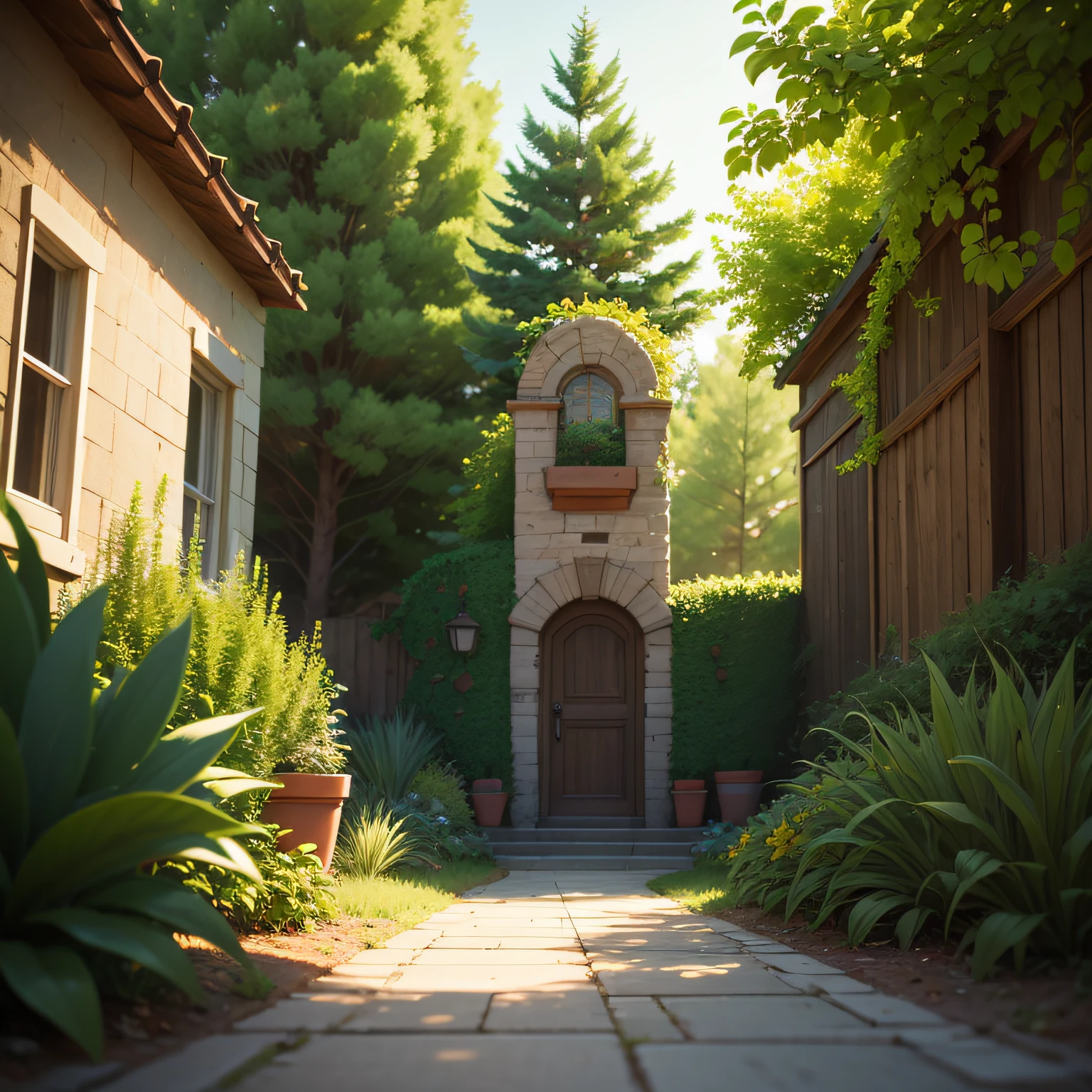 Make a cute humanized plant with landscaping, vista 2d. vista de topo, Rendering, Technical Plant --auto