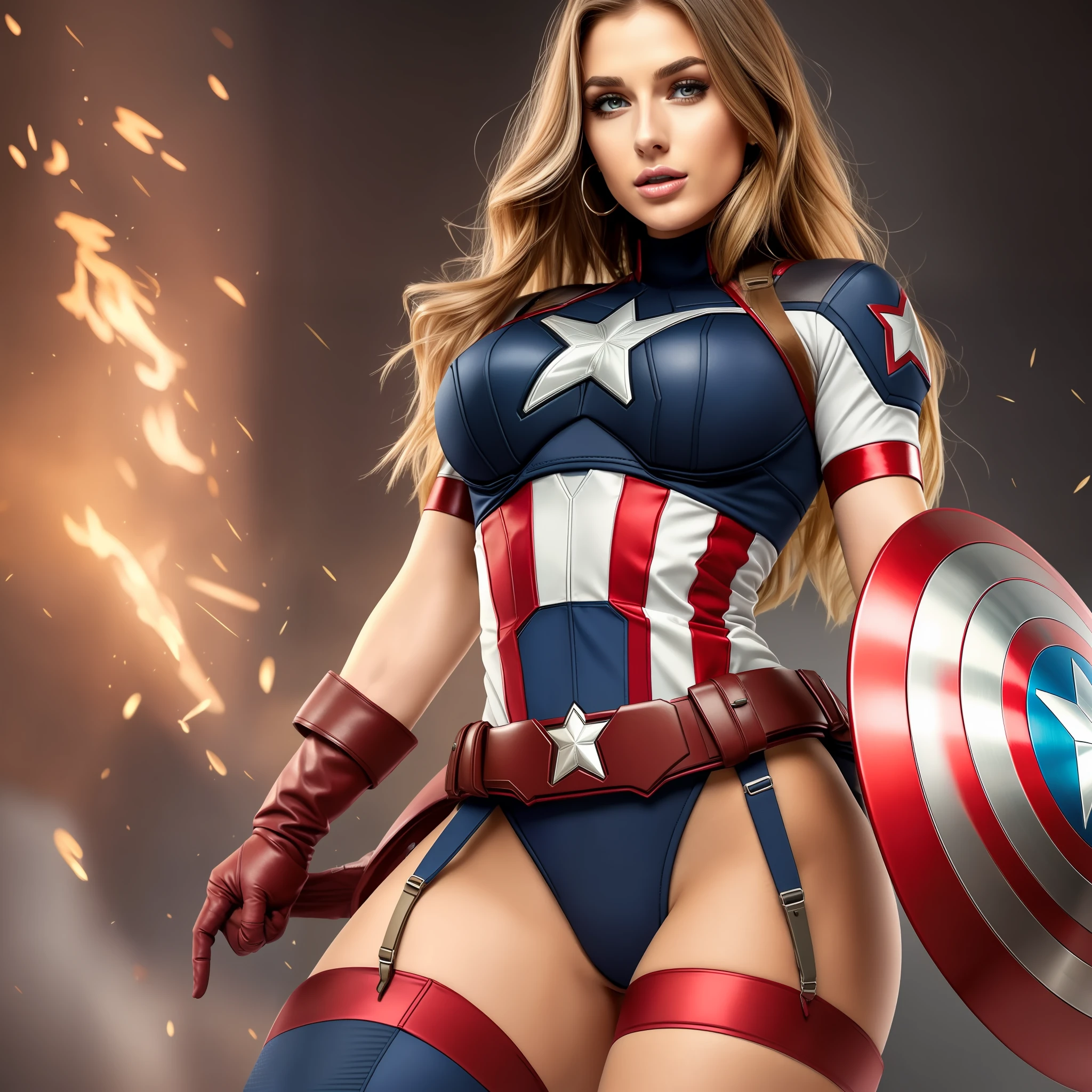 Woman in sexy Captain America uniform
