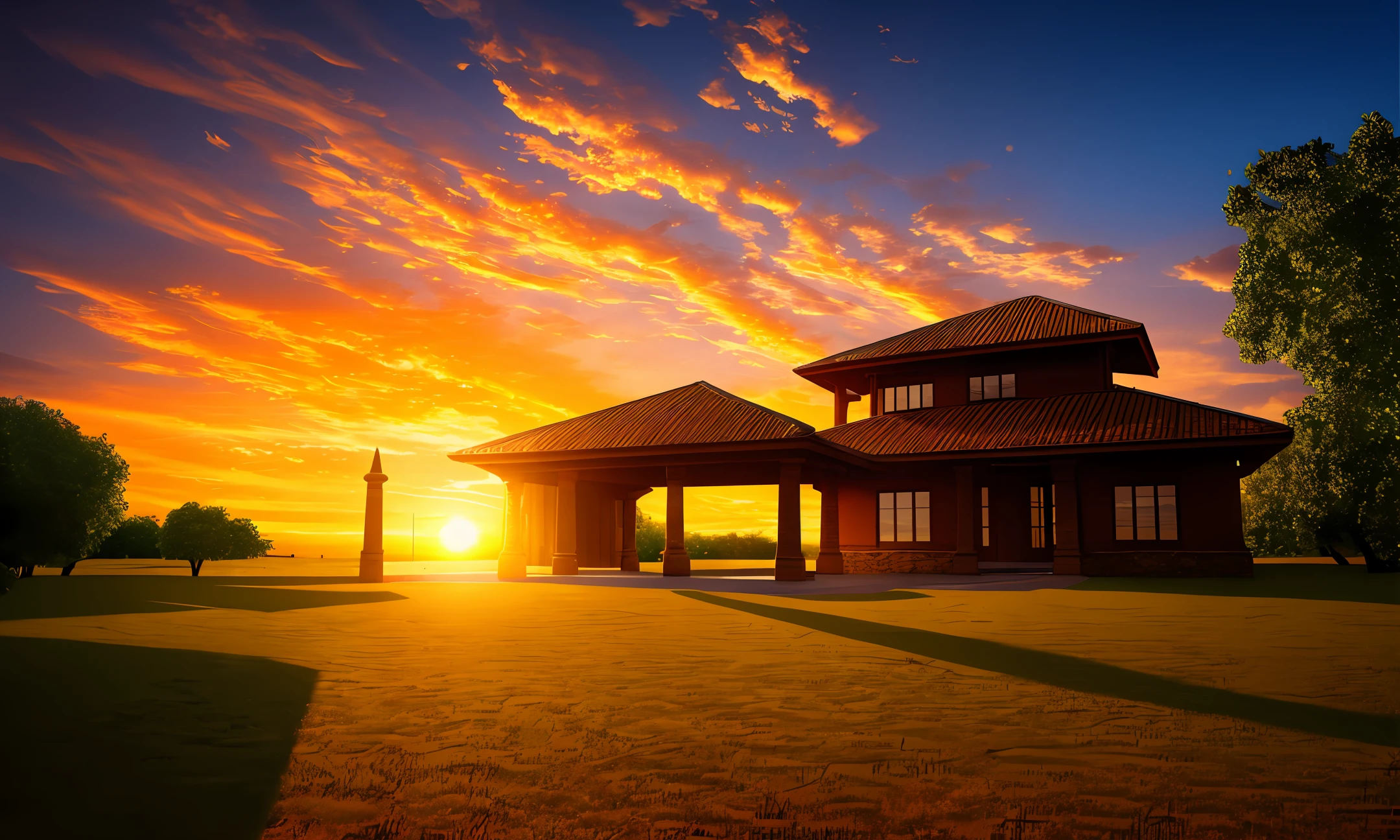 highres, imagination, (realistic), clear skies, composition, sunset, (hdr:1.5), outdoors, intricate details,