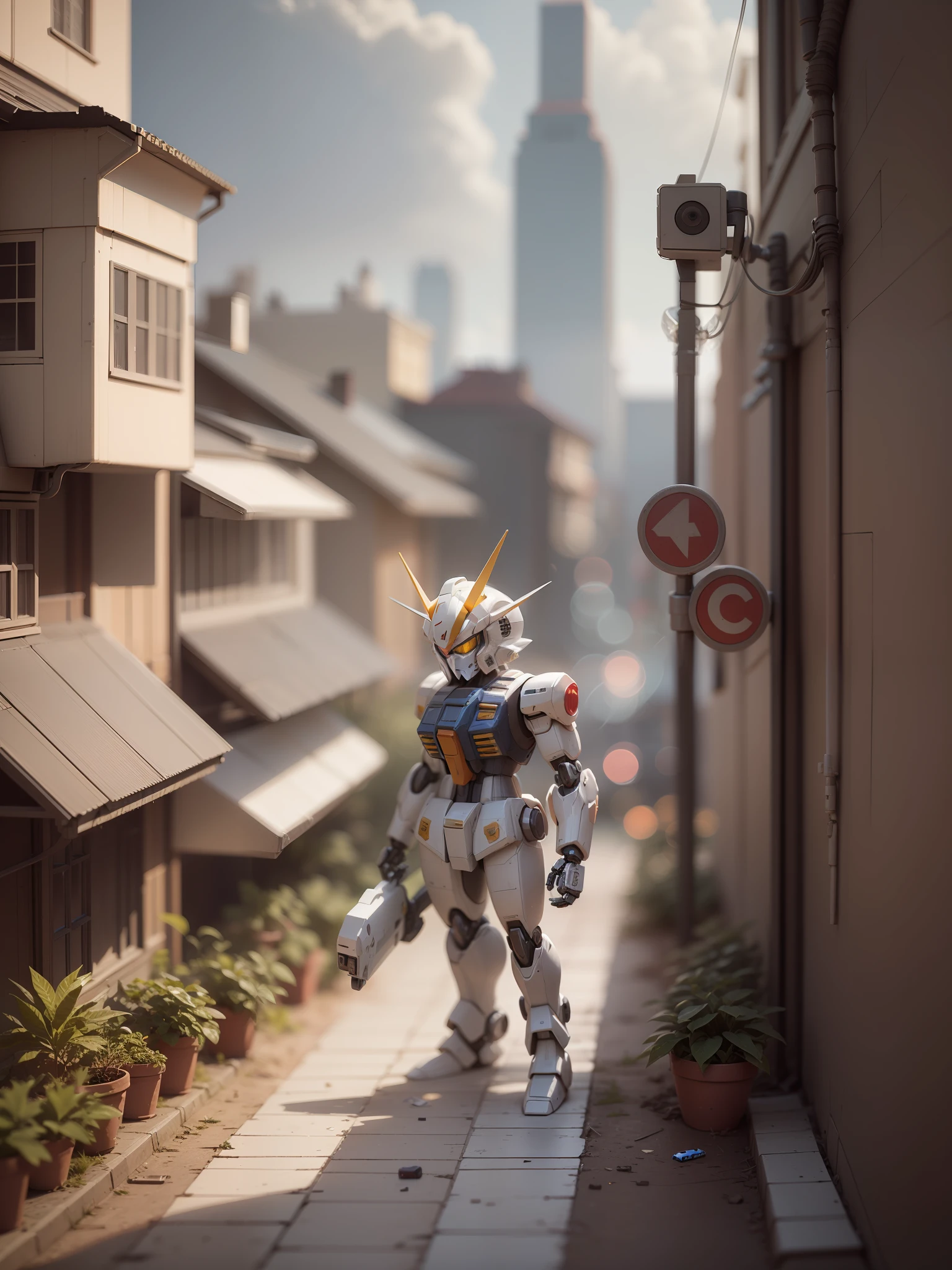 (A mechanical:Up:1.331)，(Gundam Mechanical)，(Clear mech),Cute style，Small Man，large head，(Hot Wheels:1.331)，3D ，((Q version))，Pokémon style，Machine style，Cinematic texture，Figures，Pokémon，Heavy robotic arm，mechanical mecha，mechanical leg，mechanical leg，Mechanical feel，The background surrounds lightning，salama，cruelty，Clean white background，Premium color，Full body 3D model，Action，Stylish blind box toy。(fill body:1.2)，Chibi T-Shi