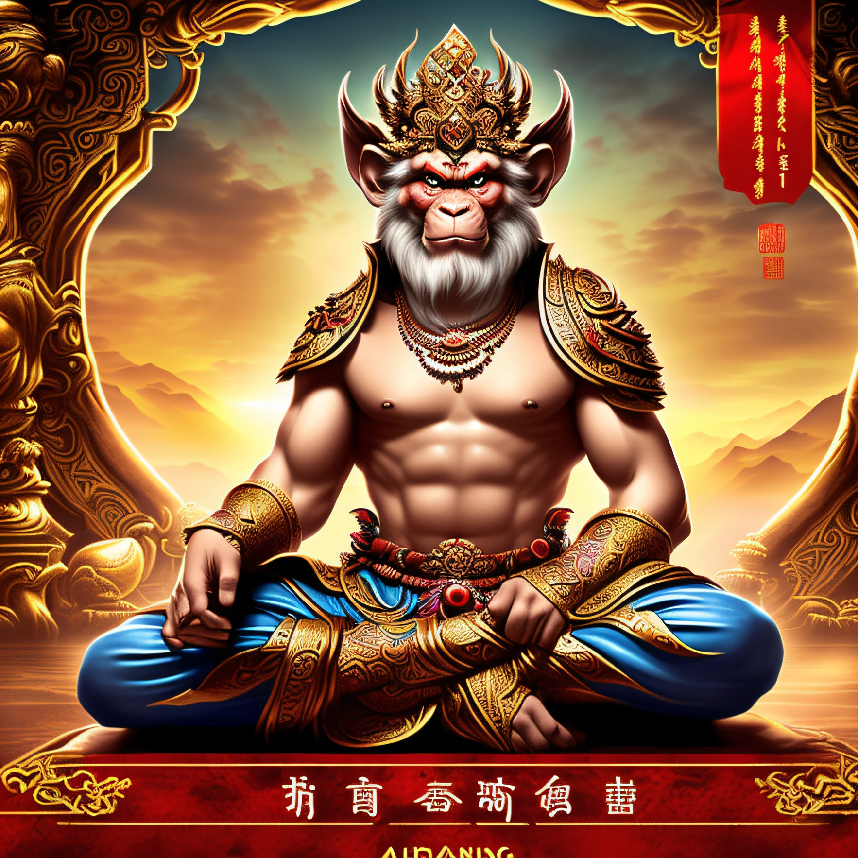 Traditional Chinese Monkey King,Meditate --auto