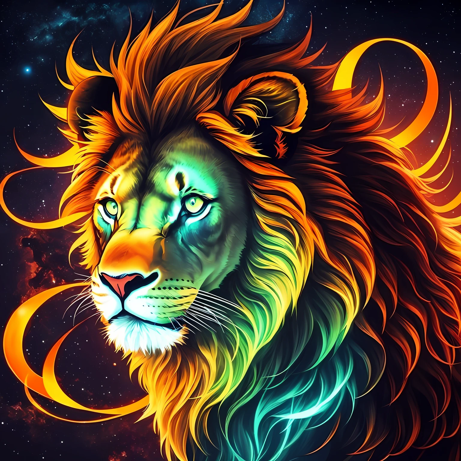 CREATE a lion-like man, de terno azul, colado, transparente, malha fina, gravata, fundo celestial, galaxy, corpo trincado, guerreiro --auto