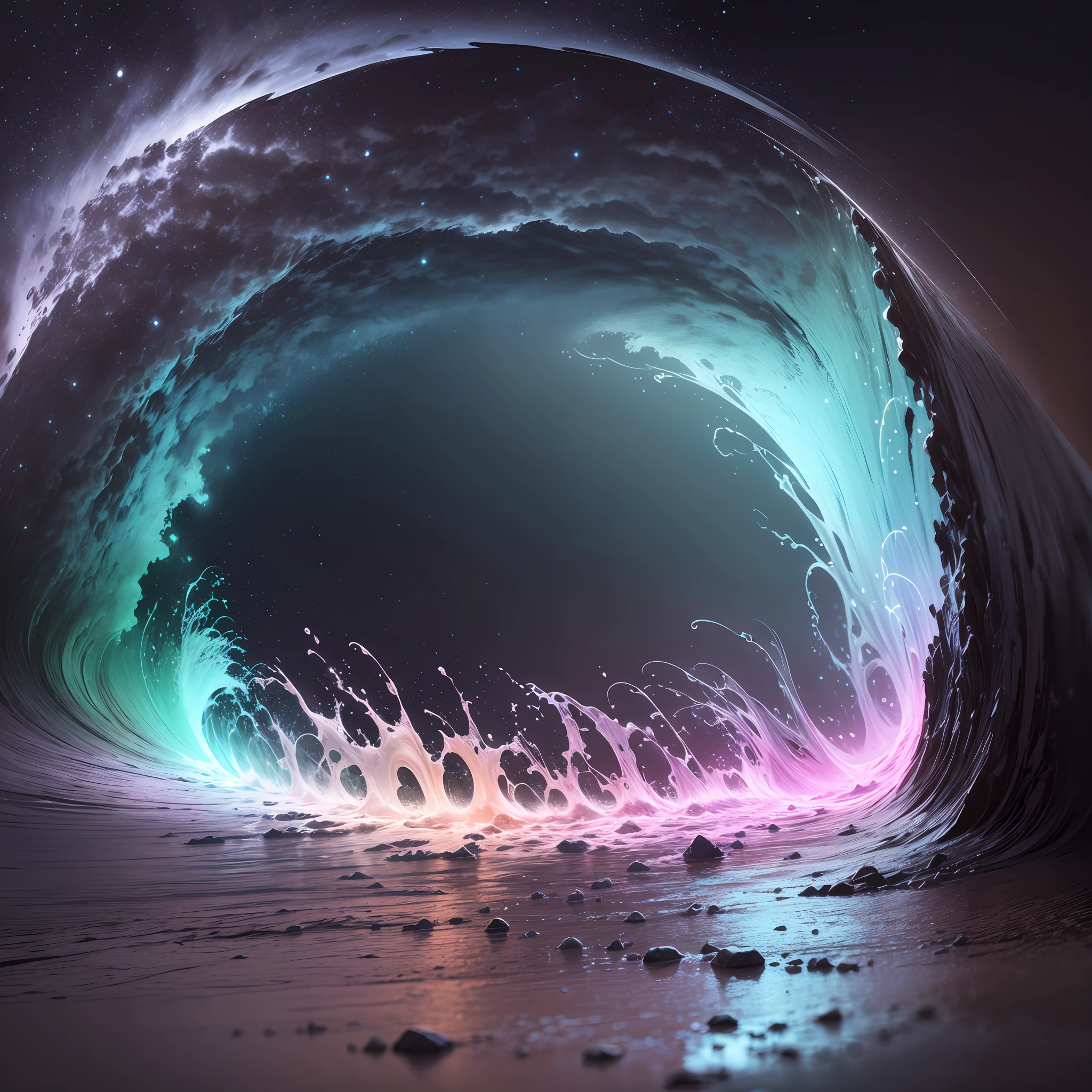 chuva forte na cachoeira luminescente, neon, cosmico, mistic, vendaval, nuvens pesadas, Full HD, 4K, ultra realista, hyper detalhado --auto --s2