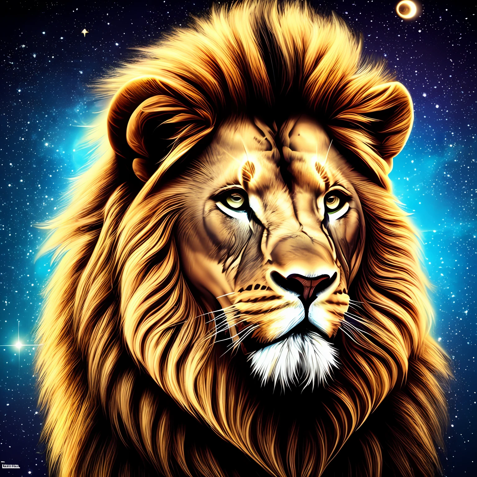 CREATE a lion-like man, de terno azul, colado, transparente, malha fina, gravata, fundo celestial, galaxy, corpo trincado, guerreiro --auto