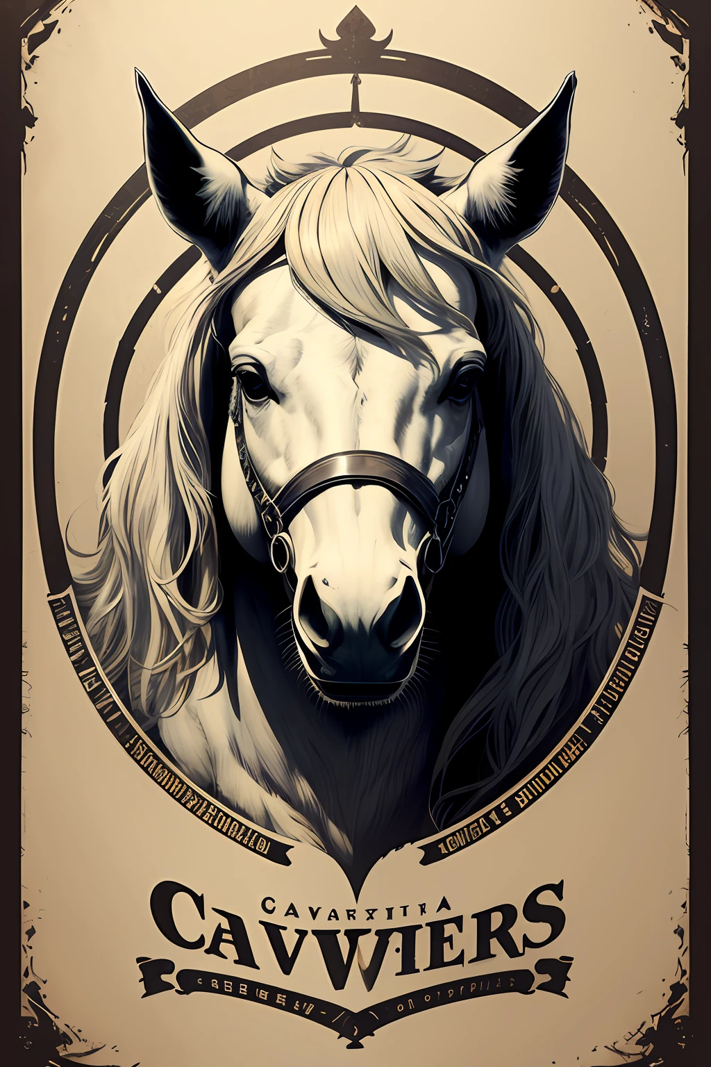 Logotipo de cavalo vetorial, silhuetas, vetorial, Wild West Stile, Faroeste, moldura redonda, cinematographic, geometrical forms