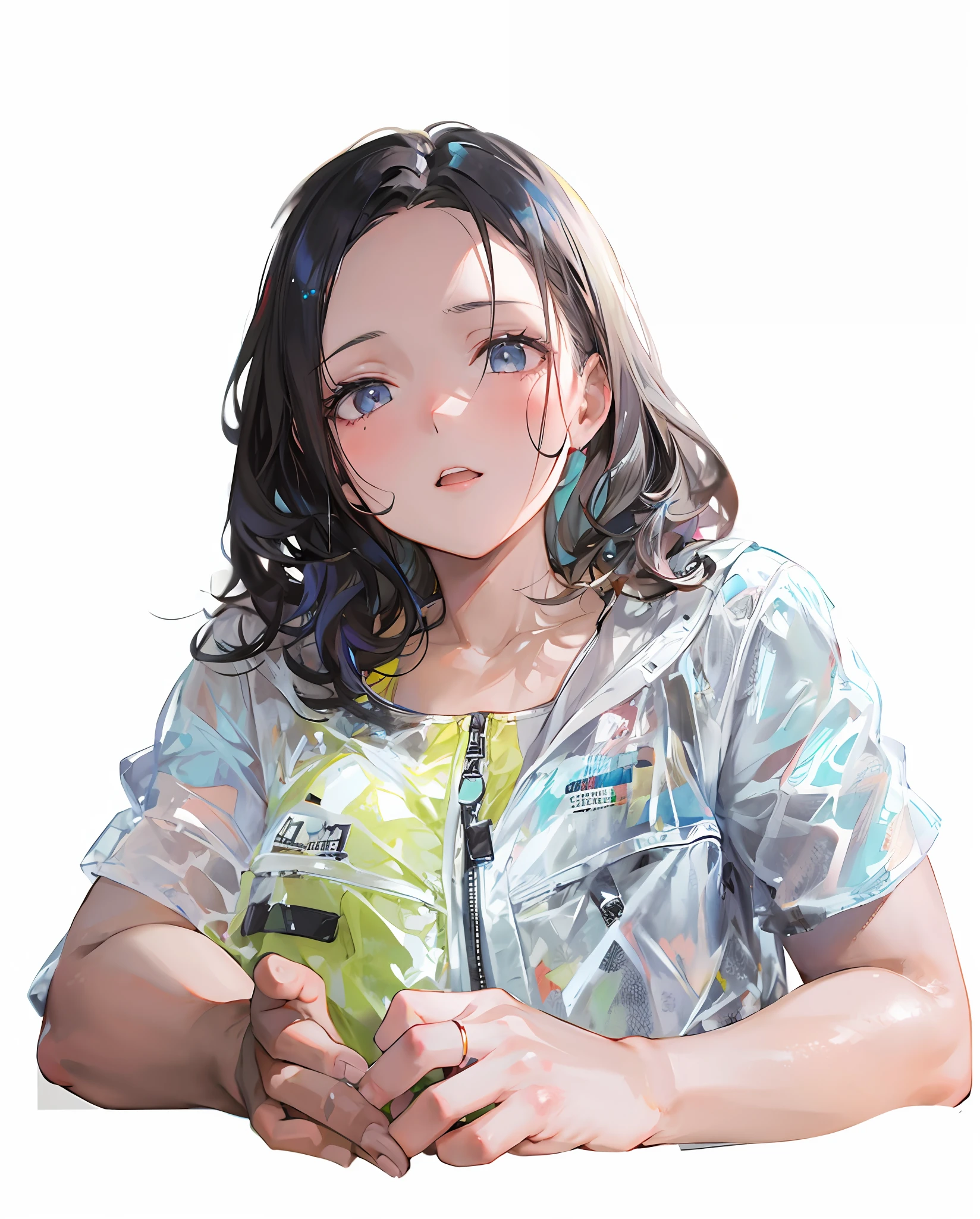 1girl, Night City, rain, coat, hands in pockets