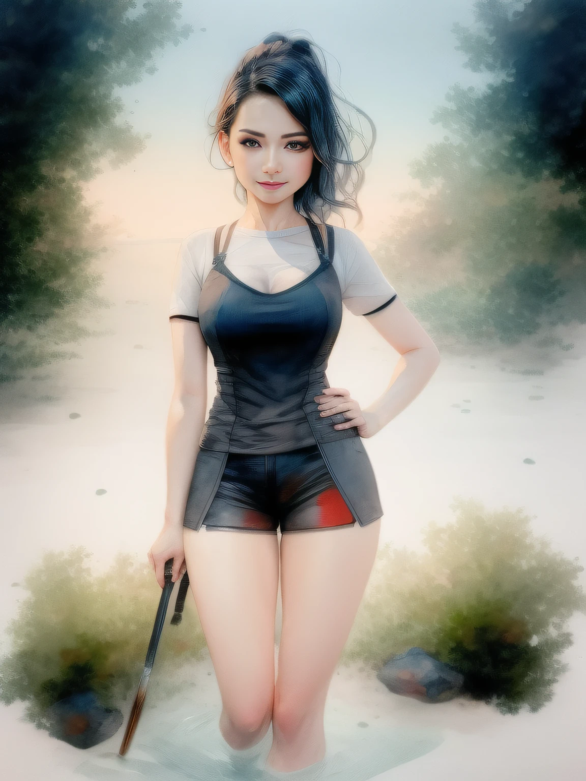 cuerpo completo, Estilo Jean-Baptiste Monge, primer plano, Dos voleibol caben una mujer encantadora en un campo de playa, salpicar, Luces, magica, WLOP, Artgerm y James Jean, Por Pascal Blanche Rutkowski, Repin Artstation, Arte de Aquirax Uno Air Sylph, 8k, epopeya, sharpen focus, Pintura hiperrealista, concept art of detailed character design, Pintura mate, beautiful caucasian full body girl close-up, oils, tormentoso atardecer cielo rojizo, abstract rough waves, Arte conceptual, piel mojada con agua, gotas de agua, burbujas y espuma ondulatoria, 8 k resolution blade runner, Diodos emisores, Arte digital, Hermosa en primavera, brillante, Kinematic, placa base, Grandes ojos perfectos, brillante , filigrana, Rim Lighting, surrealista, fantasy, Mujer desnuda,, voluminetric lighting", "La mejor calidad", "Obra maestra,Arte de estilo Sakimichan,leve sonrisa,, piernas abiertas, view of pubic hair, 1 chica sexy con ropa transparente del bosque,senos expuestos, Camiseta transparente abierta,Tatuajes de mandalas y flores, La mejor calidad,