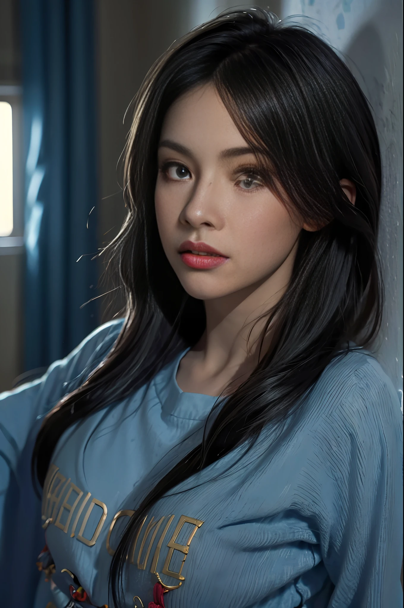 (front focus), (in the dark:1.6), Hyperrealist portrait of female by david hockney and alphonse mucha, fantasy art, photo realistic, dynamic lighting, artstation, poster, volumetric lighting, very detailed faces, 4 k, award winning, 1girl, in the dark, deep shadow, low key, cowboy shot, (official clothing:1.4), long hair, white hair