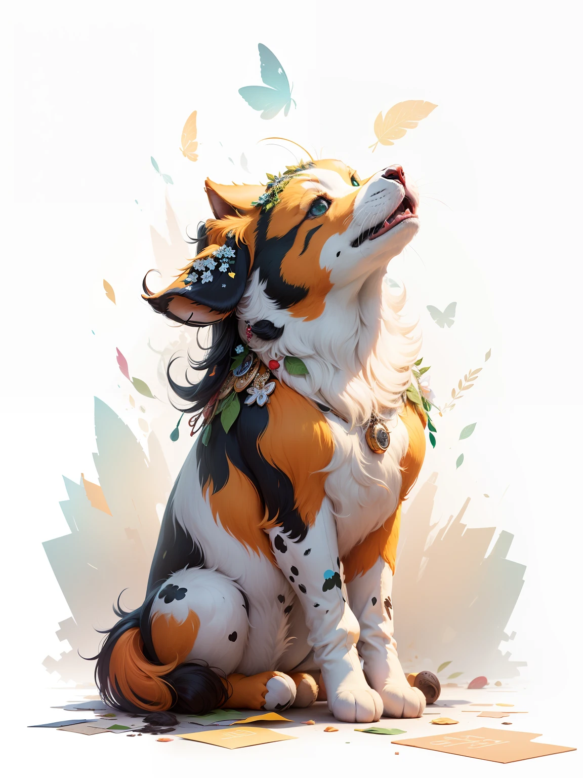 Green background;The background is embellished with random patches of color; --auto