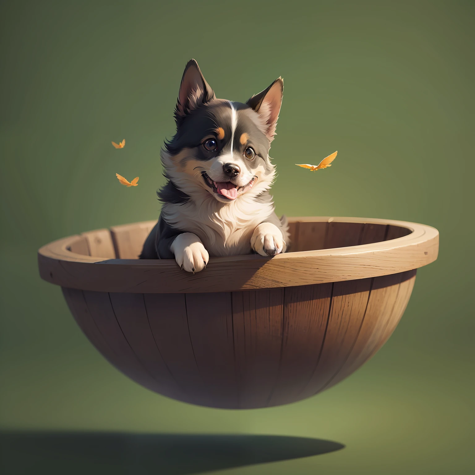 Green background;Happy puppy;Digital illustration;animated;Colours fly --auto