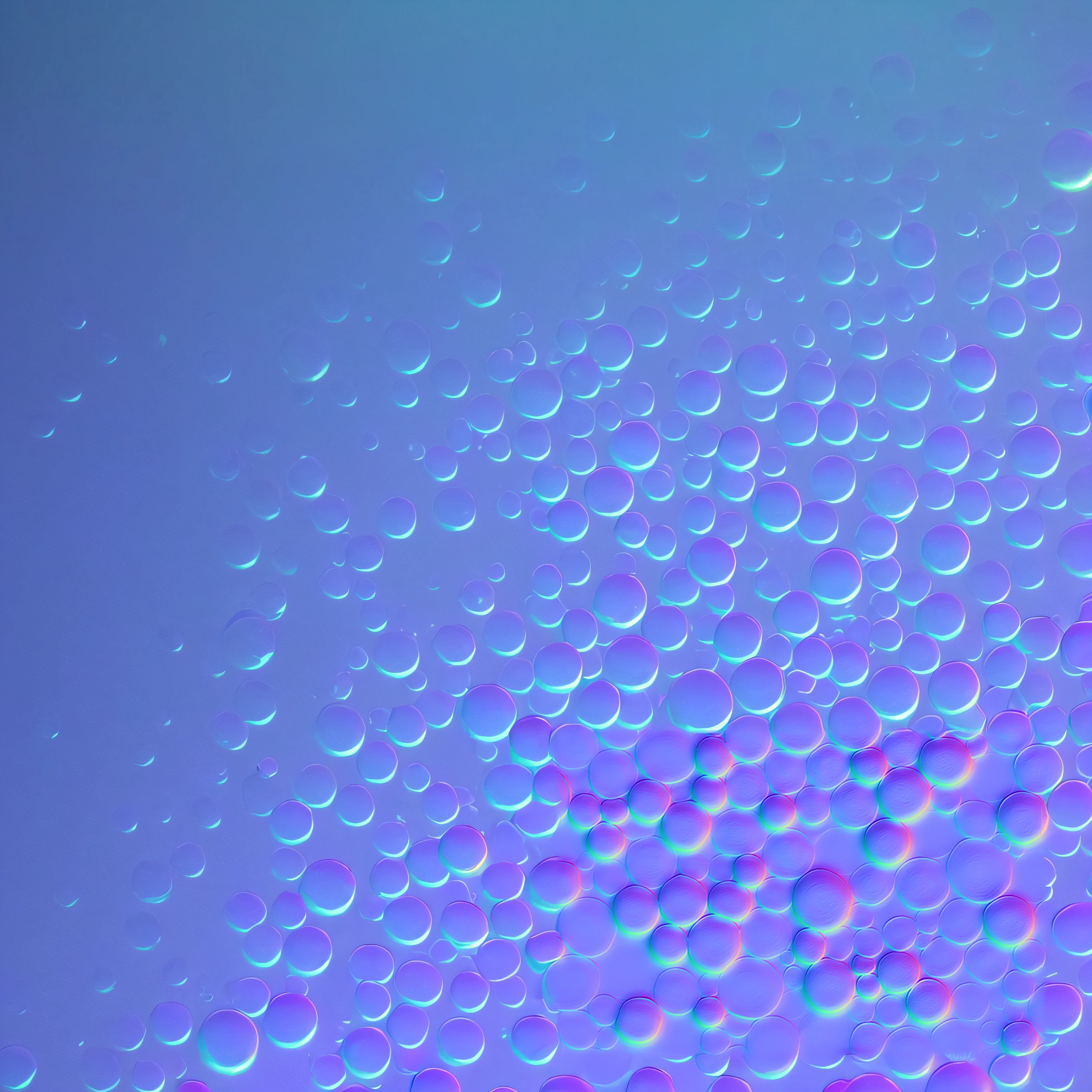 a close up of a bunch of bubbles on a purple surface, iridescent soapy bubbles, bubble background, holographic texture, ethereal rainbow bubbles, normal map, soft iridescent membranes, iridescent texture, psychedelic droplets of water, made of holographic texture, soft opalescent membranes, rainbow bubbles, liquid simulation background