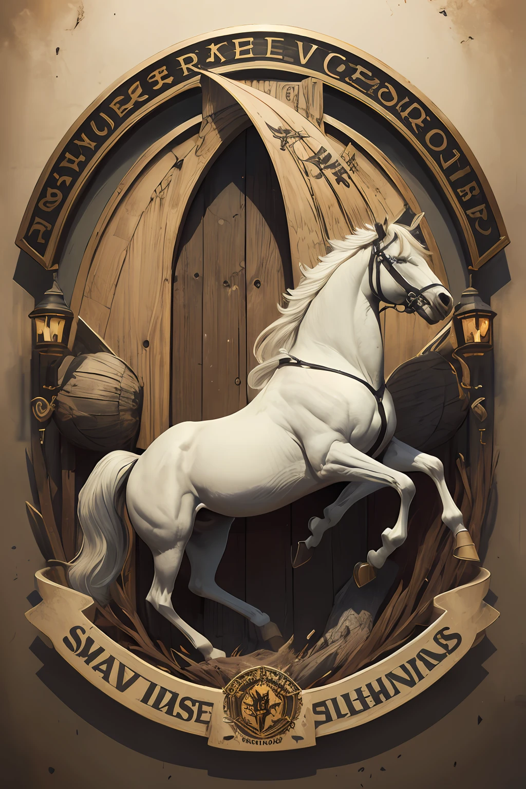 Logotipo de cavalo vetorial, silhuetas, vetorial, Wild West Stile, Faroeste, moldura redonda, cinematographic, geometrical forms