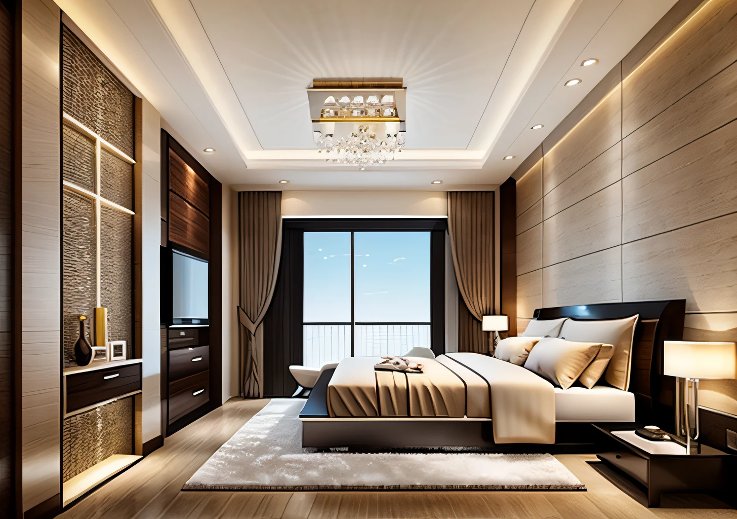 "luxurious bedroom and modern interior design"