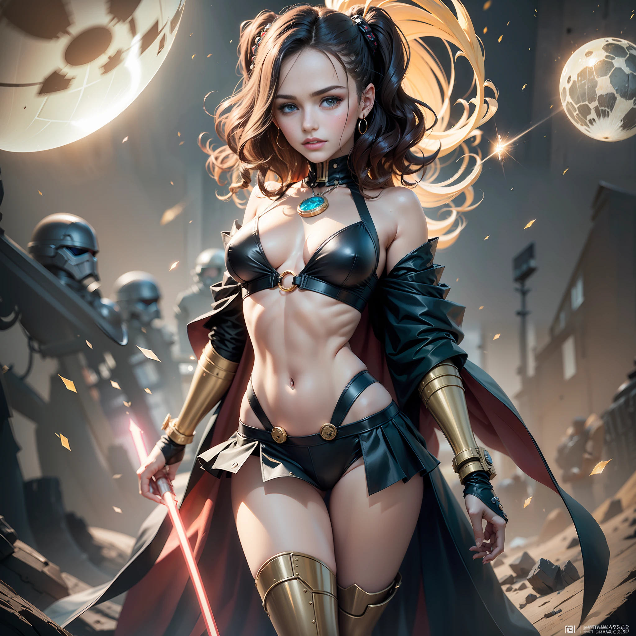Fire-follet dazzling moon dark nights "Xwing Star-Wars BattleShip Queen 6PO" Futuriste Scene "Heavy Metal" Diplomatic conceptual glamour pure female symmetrical oiling athletes 38years key aesthetic slow walking playing Cosplay "Princesse Laia" "Daisy Ridley" "Nathalie Portman" Baroque body face cheekbones effects glow sad embarrassed:1.5 max saturated:1.5 lazuli-goute-entre beaux:1.5 yeux:1.5 dark brown pupils black irises turquoise sapphires mouth open teeth obvious smiles hairstyles ecstatic fringes:1.5 clavicles jacket floating jacket fixed shoulders:Open cape levitating jaket opals white shirt papillotes lace corsait gothic zip tin navy thick leathers bikini supports various breasts pointed:1.37 satin skirt:1.5 soies assorties amples spinelles nombril:1.5 Size chastity belt:1.5 silver adorned padlock Gold scarlet pubis-hairy obvious indigo garter underwear snap thighs legs boots volumetric gothic decorated onyx ruby invokes:1.37 delicate Toys CGSCOSITY robots sunLight luminescence ultra pro-photorealistic:1.5 optimal:1.5 qualities precise details:1.5 DSLRs max resolution:1.5 colors-coded perfection improved graduated:1.5 Octane_rendered UHD XT3 16K DSLR HDR UnrealEngine5 Real Shadows 3dcg Analog Sharpness Android Mecha Robot (EOS R6 135mm 1/1250s f/2.8 ISO400) C3PO fullbodye "Darth Vador" Mechanized adaptable gadjet Carbonites rune mannequins "Bruce Weber" girls tattoo fully dressed armor chrome Mandalorian heavy metallic flat bands fathoms brass richly decorated:1.37 embroidered glyphs ornate lava weapon plasma Tourmaline silver engravings lava incandescent DeathStar inoxxwing-fire-shoot-laser depths:1.5 background:1.5 equirectangular 360 chef-d' Background Alessandro Casagrande Michelangelo nsfw:1.37 etc.