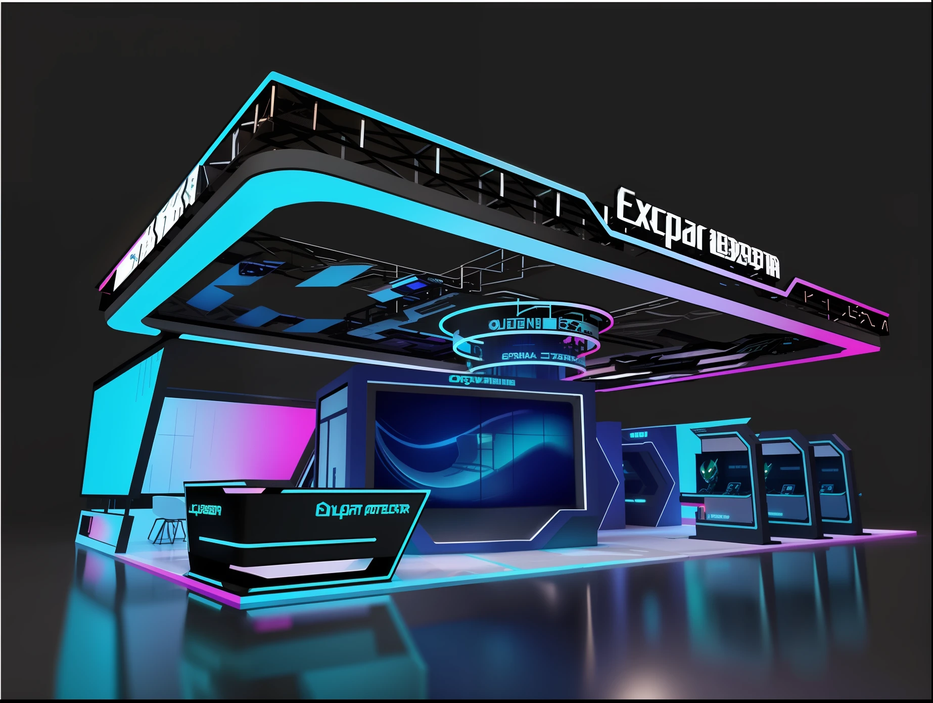 detailed, smooth shading, neon lighting, ((isometric)) render of alien predator sci-fi organic technology world, intricate, elegant, illustration