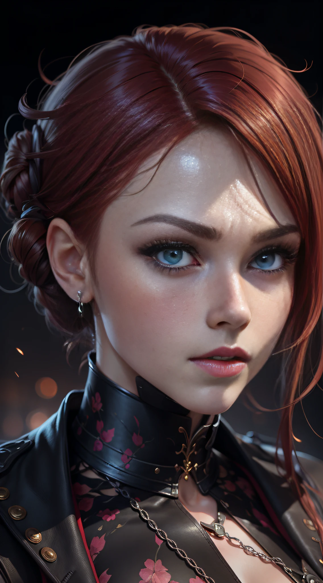 red-haired woman with freckles a strangulation and strangler on the head, Loish et WLOP, cgsociety portrait, 8K Artgerm Bokeh, ig model | Artgerm, WLOP Peau brillante, stunning anime face portrait, photorealistic anime girl render, deviantart artstation cgscosiety, RossDrawsPortrait, beautiful anime portrait, fanart meilleure artstation