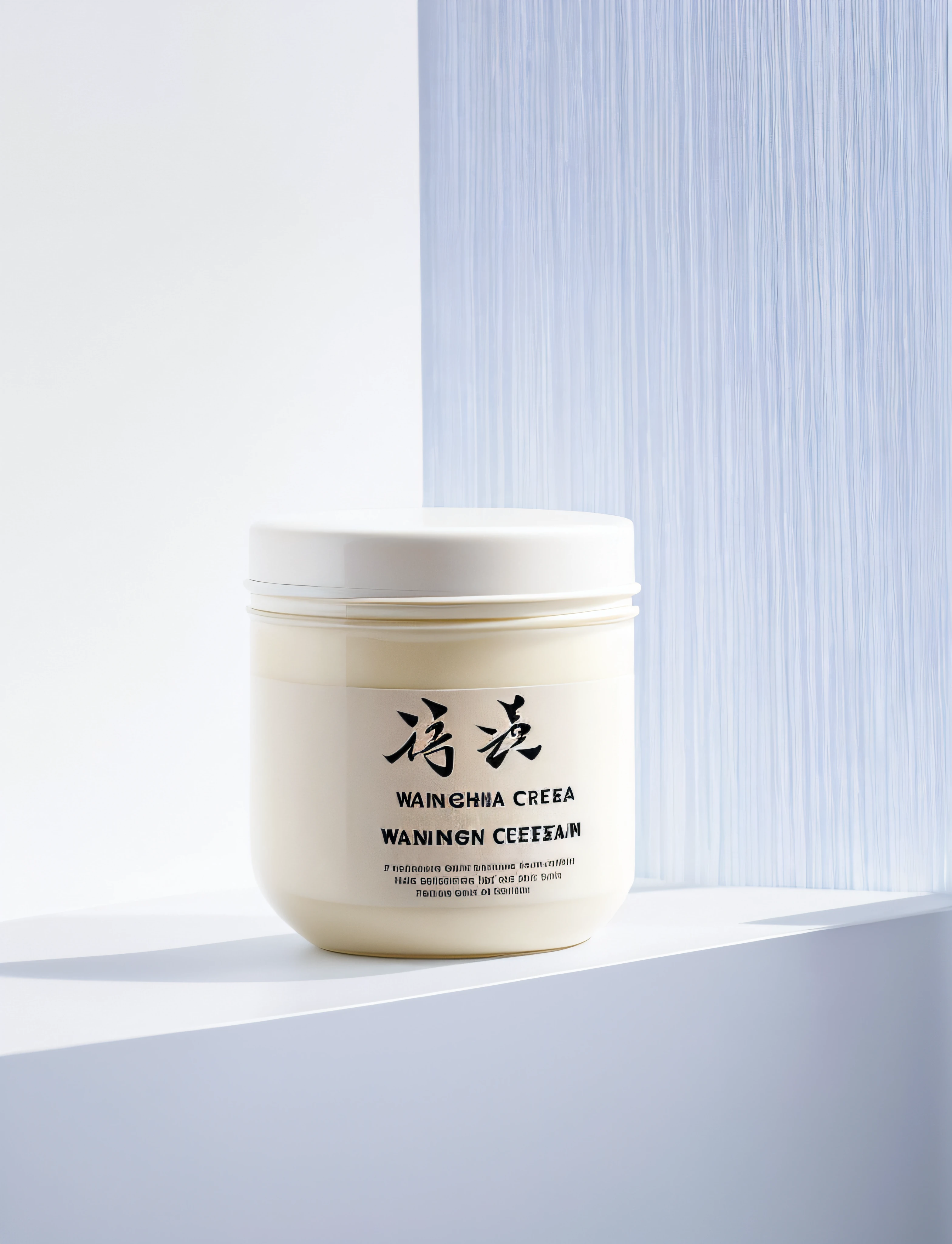 there is a jar of cream sitting on a shelf in front of a window, Wang Chen, Chiba Yuda, jinyiwei, Lu Ji, yintion j - jiang geping, by Yang J, professional product shot, Inspired by Ma Yuanyu, yutja, su fu