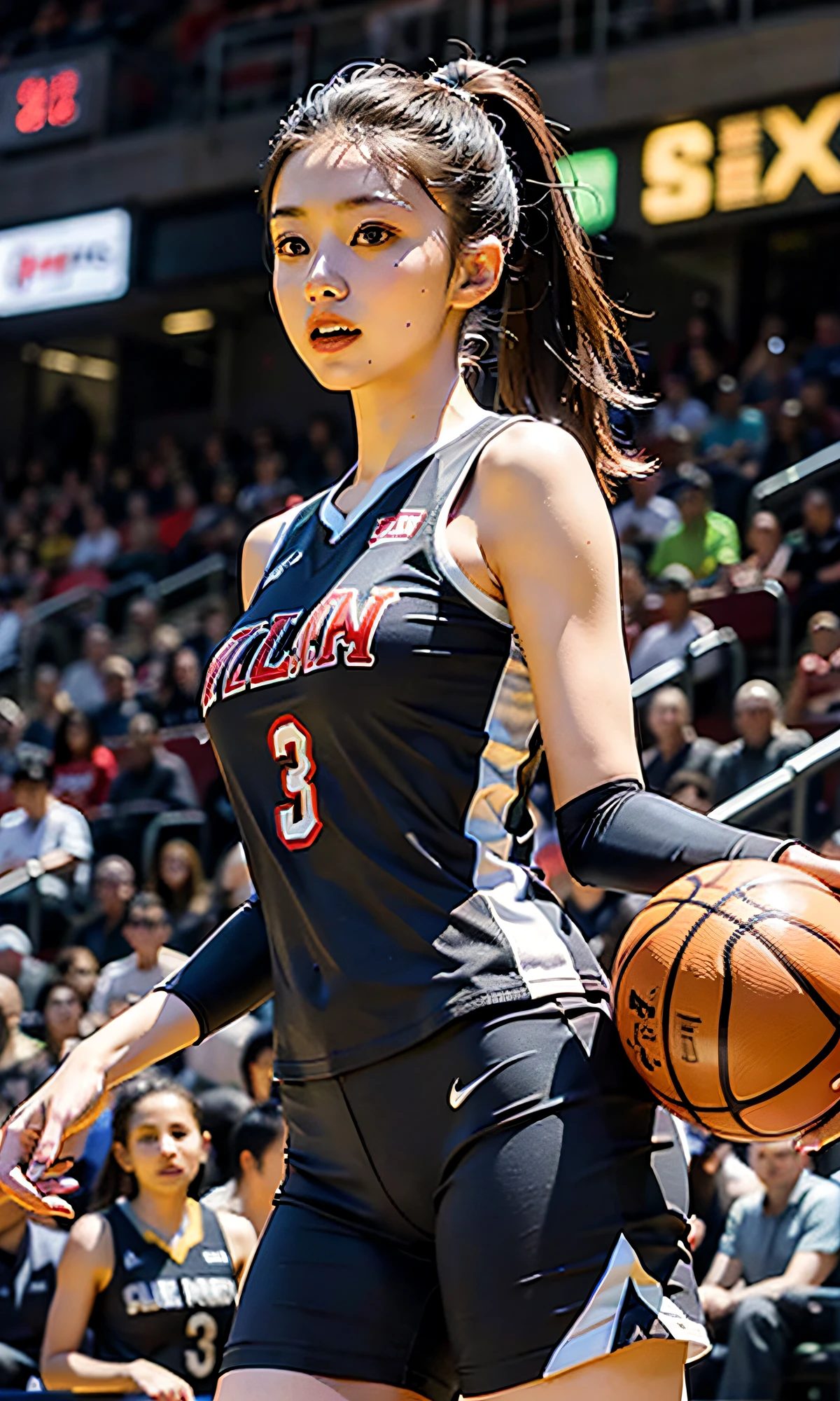 Woman in Basketball Suit